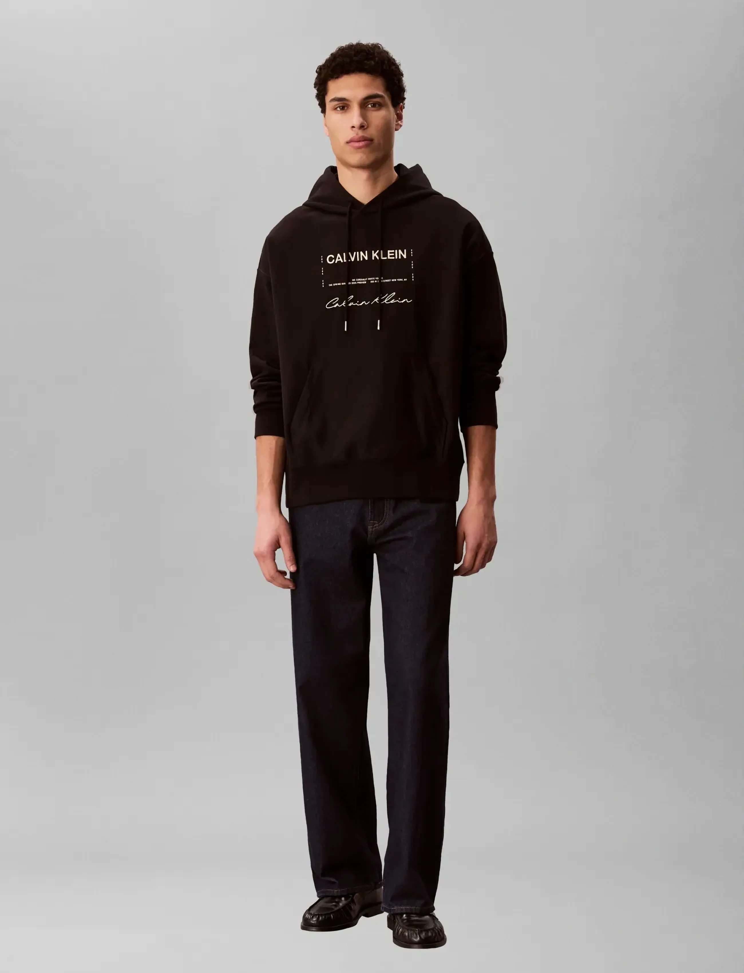 Calvin Klein Jeans LS PREMIUM TERRY CALVIN INVITE H - Kapuzenpullover - BLACK / black