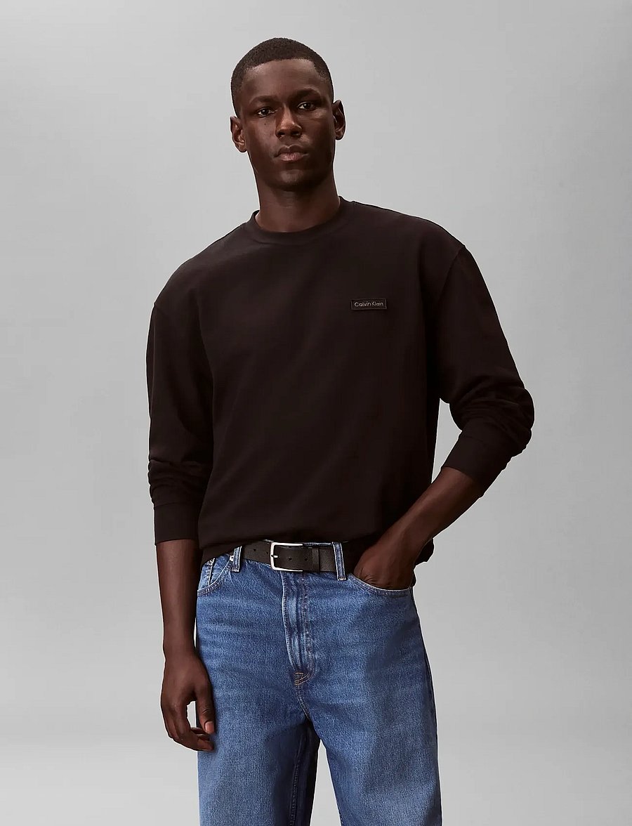 Calvin Klein Jeans - LS 350TERRY EU LOGO PATCH CN SWT - shop efter stil - black - 3