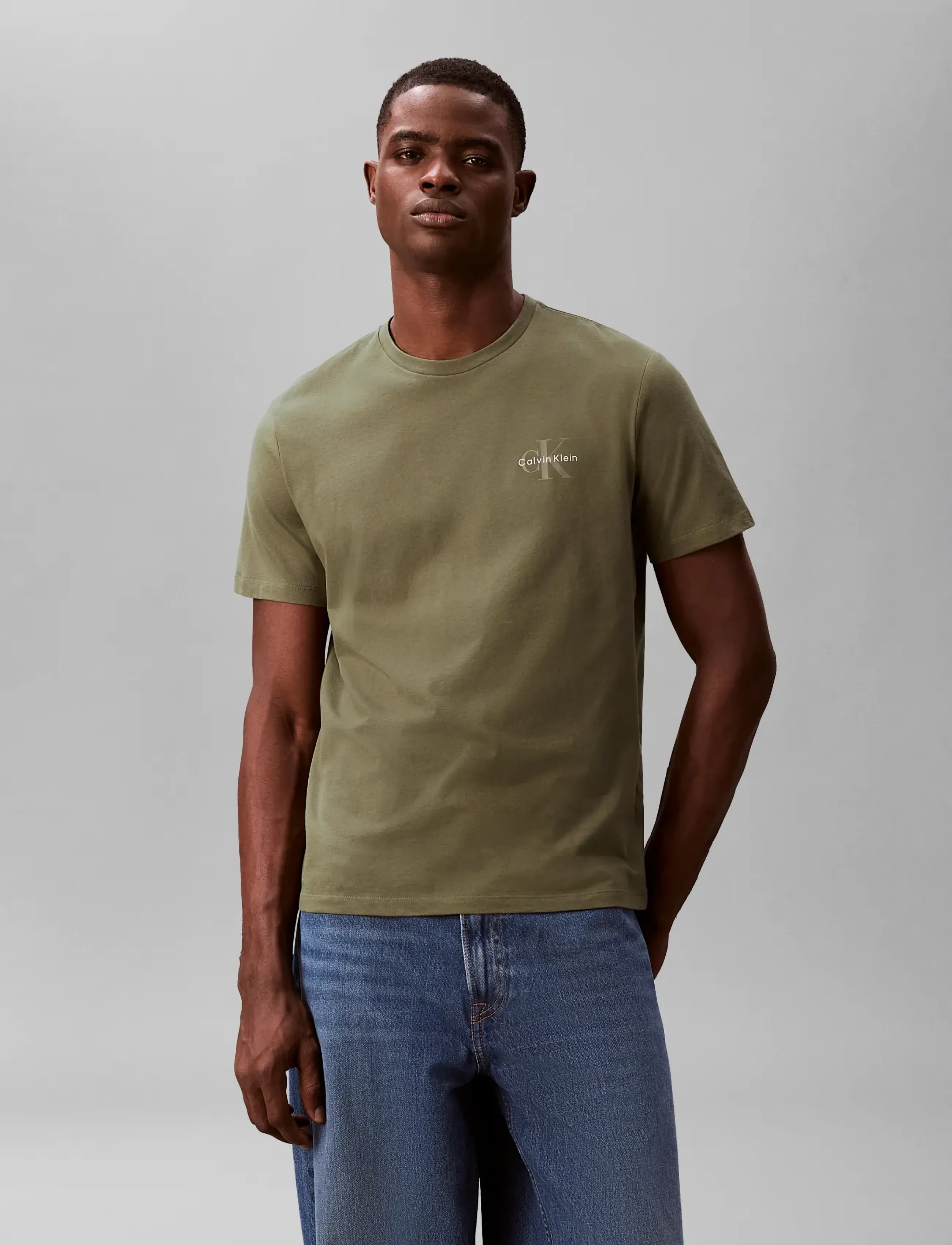 Calvin Klein Jeans SS 30S CLSSC MICRO MNLGO TEE - T-särgid - DUSTY OLIVE / khaki/green