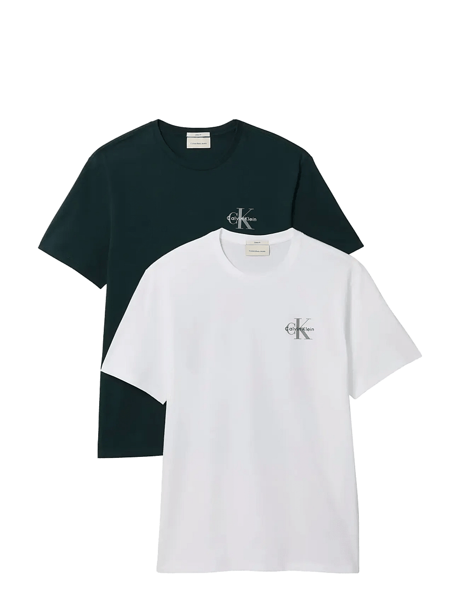 Calvin Klein Jeans - SS 30S CLSSC MICRO MNLGO TEE 2PK - kurzärmelige t-shirts - bright white dark teal - 1