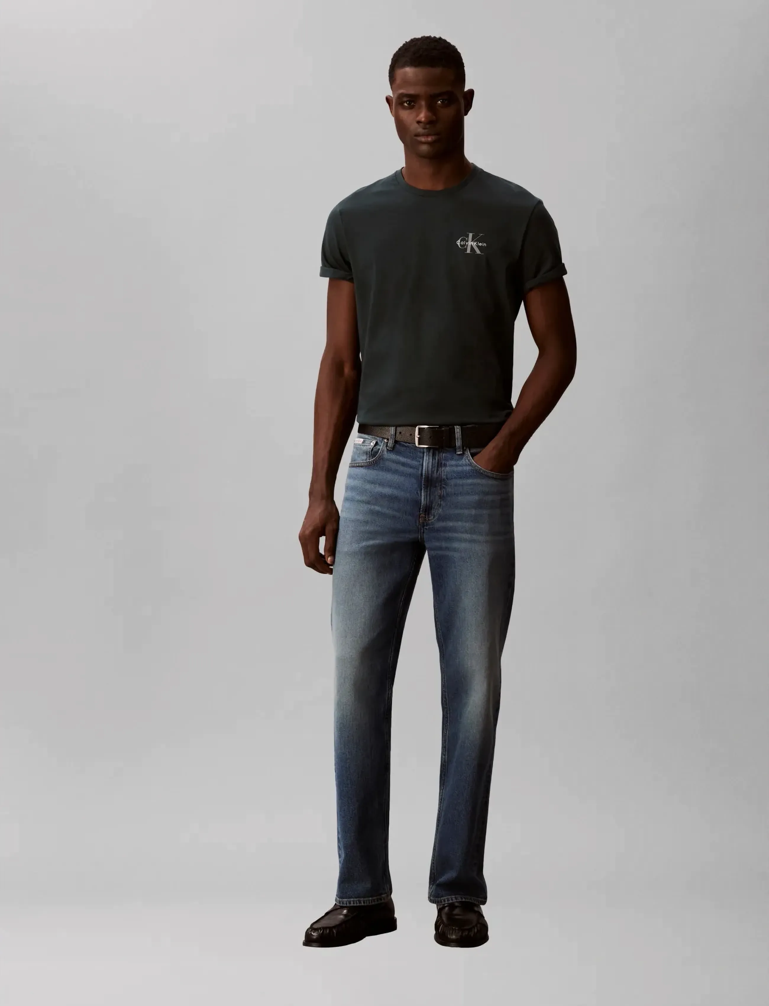 Calvin Klein Jeans SS 30S CLASSIC MICRO MONOLOGO TE - T-shirts - BRIGHT WHITE DARK TEAL / white