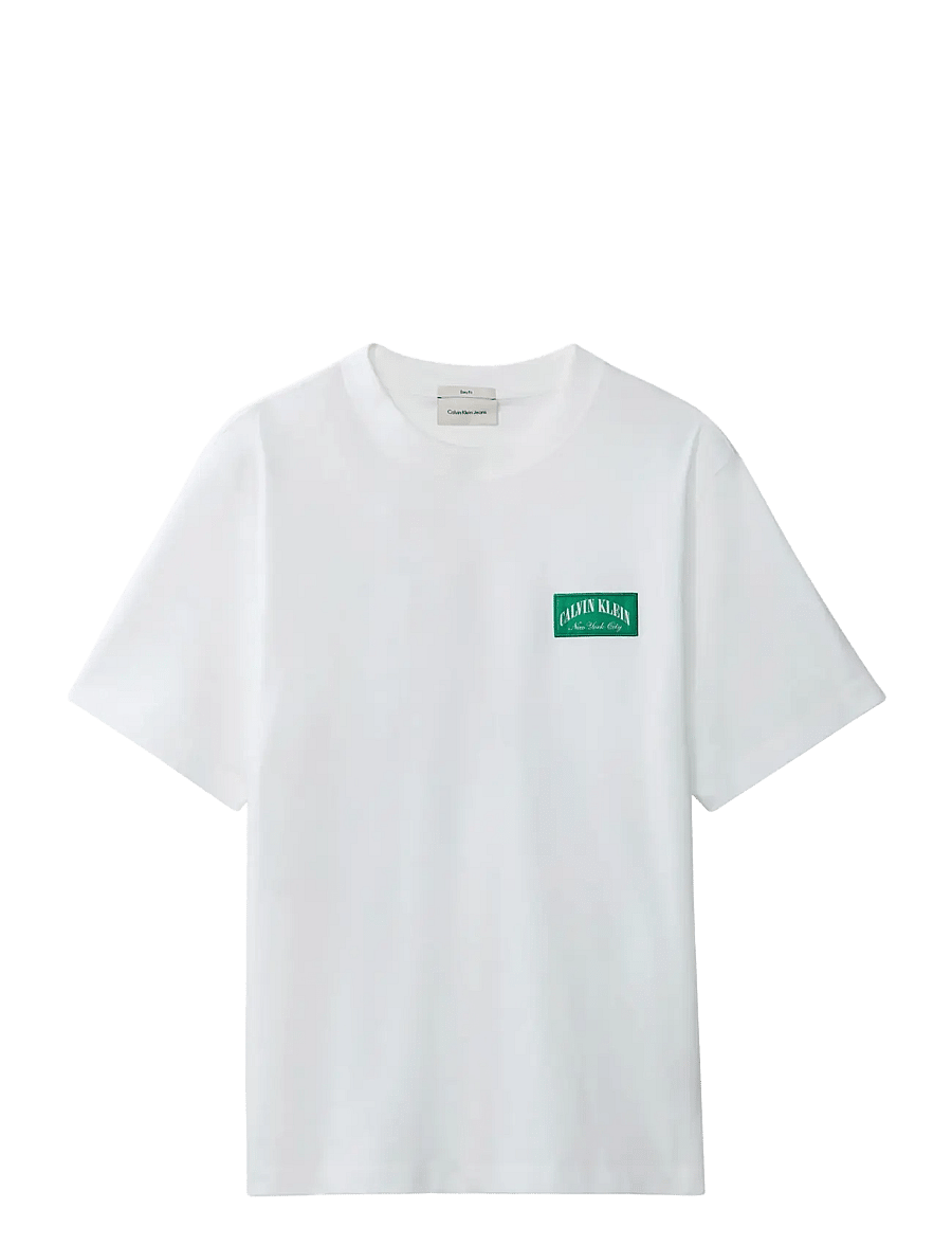 Calvin Klein Jeans - SS 20S EASY COLLEGIATE BADGE TEE - short-sleeved t-shirts - bright white - 1