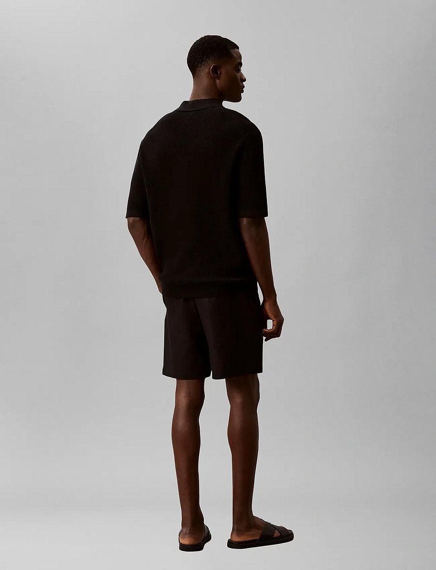 Calvin Klein Jeans - SS COTTON WAFFLE POLO COLLARSWTR - knitted polos - black - 2