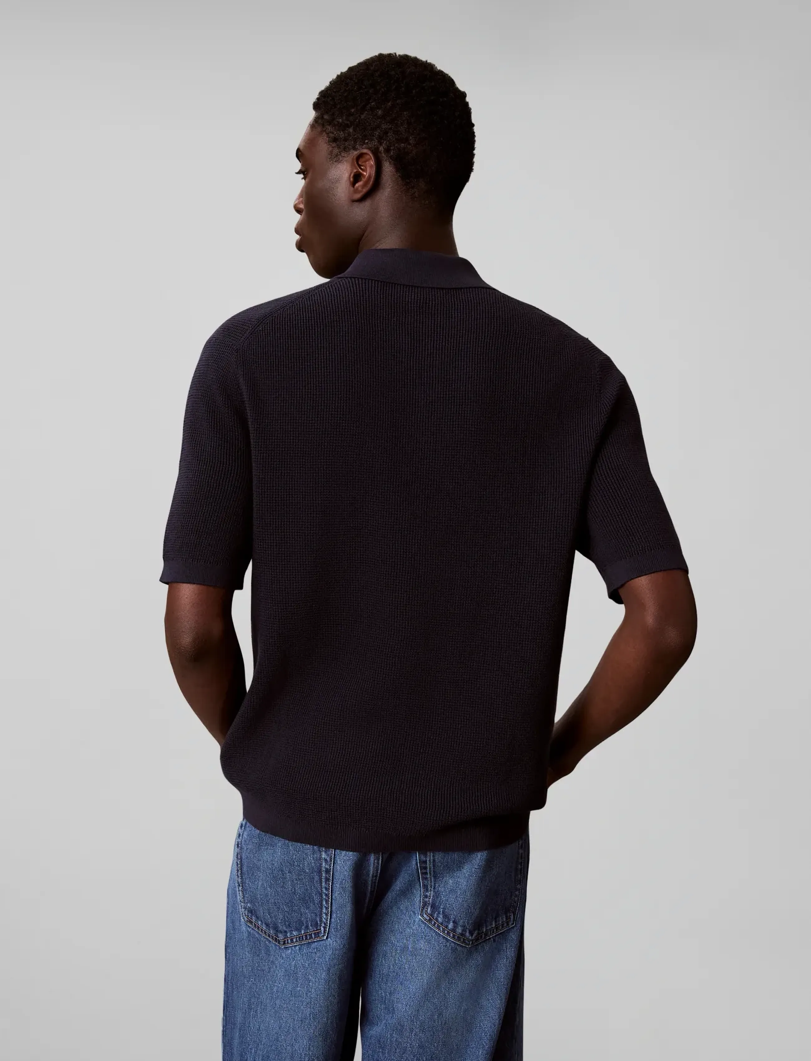 Ss Cttn Waffle Polo Swtr 12Gg 2