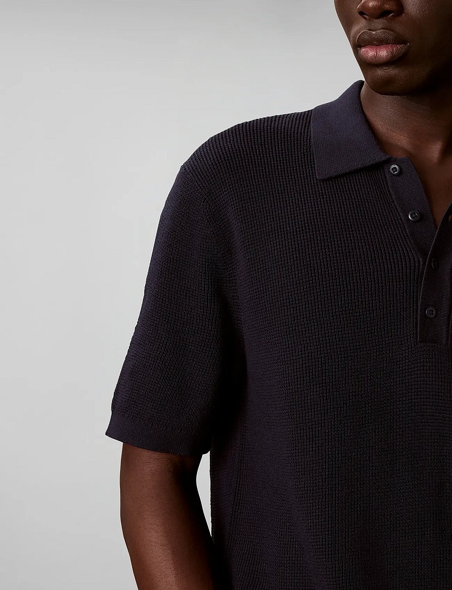 Calvin Klein Jeans - SS COTTON WAFFLE POLO COLLARSWTR - stickade pikéer - dark sapphire - 5