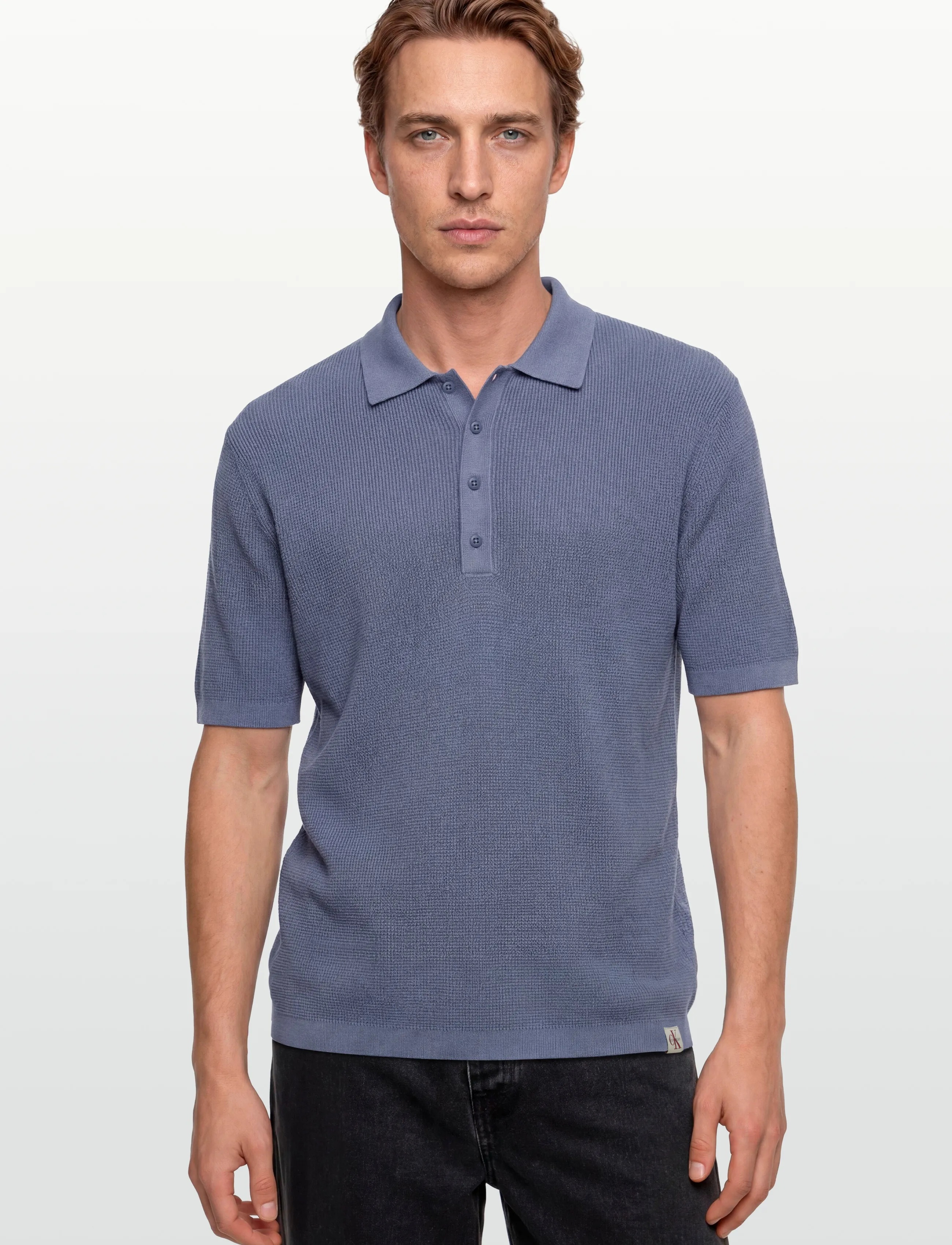 Ss Cttn Waffle Polo Swtr 12Gg 2