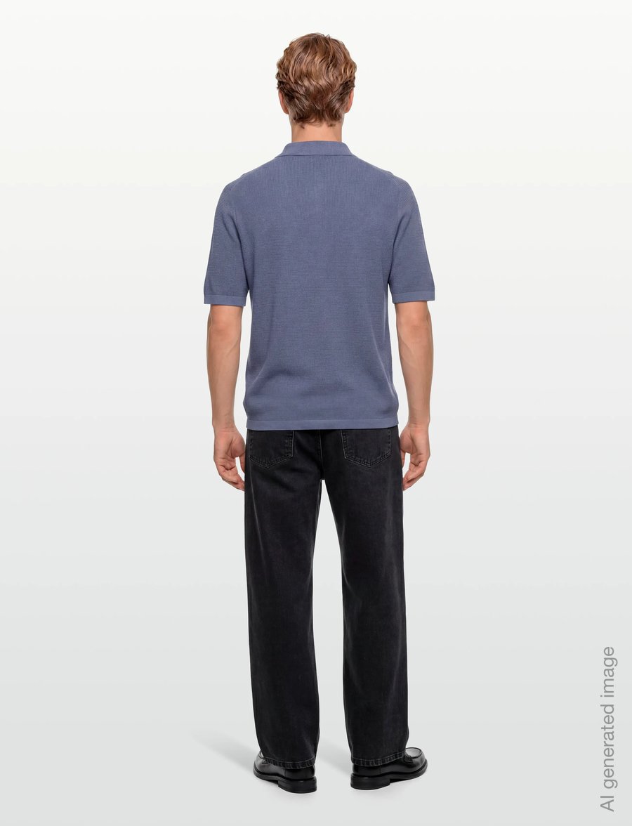 Calvin Klein Jeans - SS COTTON WAFFLE POLO COLLARSWTR - knitted polos - dusty sailor blue - 4