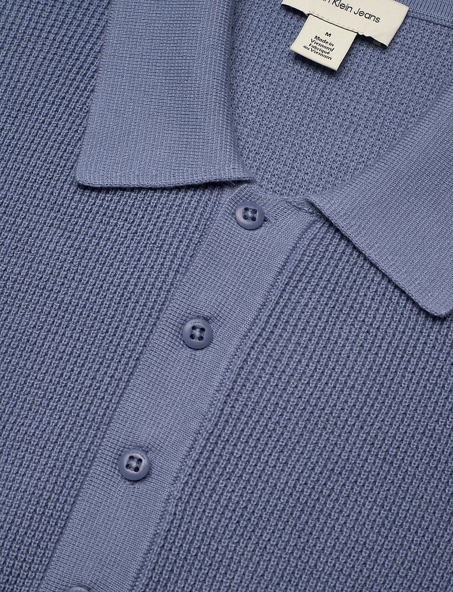 Calvin Klein Jeans - SS COTTON WAFFLE POLO COLLARSWTR - knitted polos - dusty sailor blue - 5