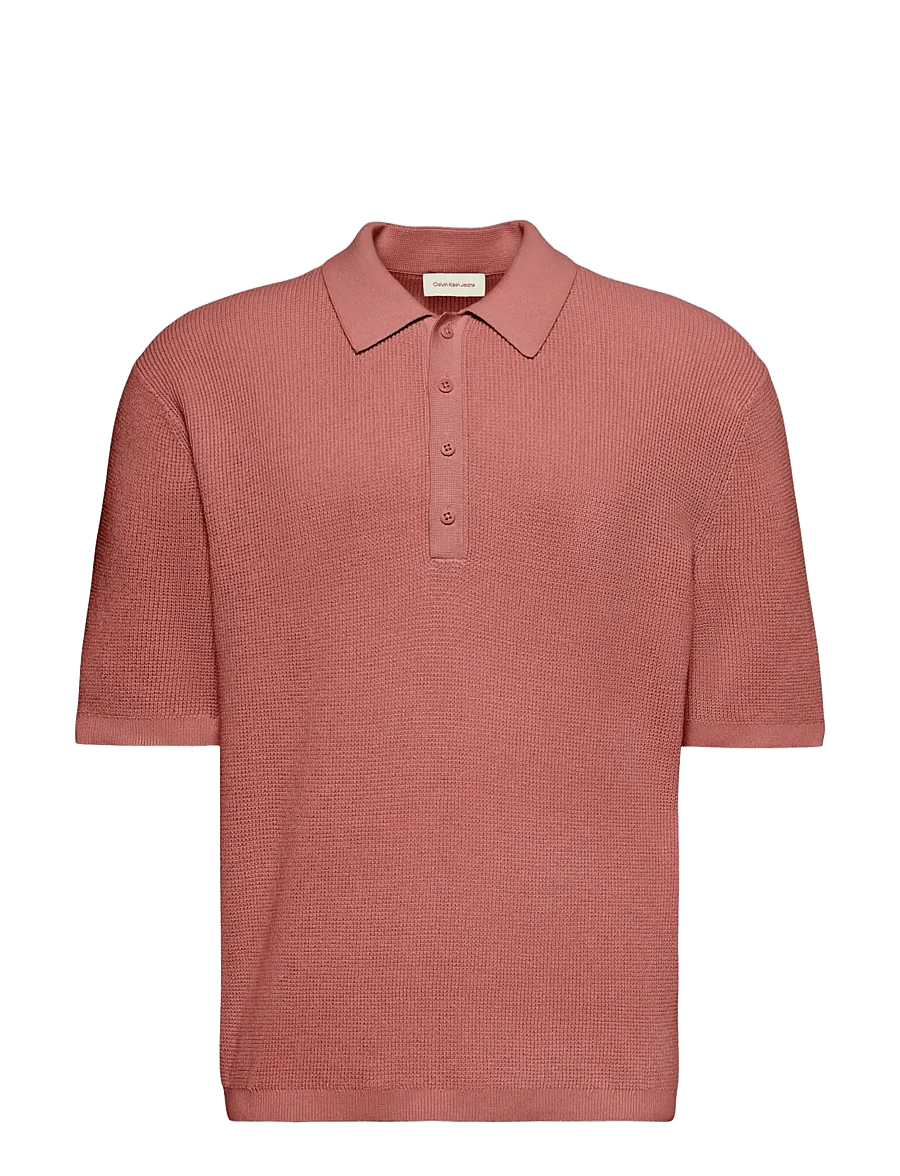 Calvin Klein Jeans - SS COTTON WAFFLE POLO COLLARSWTR - polostrik - light mahogany - 1