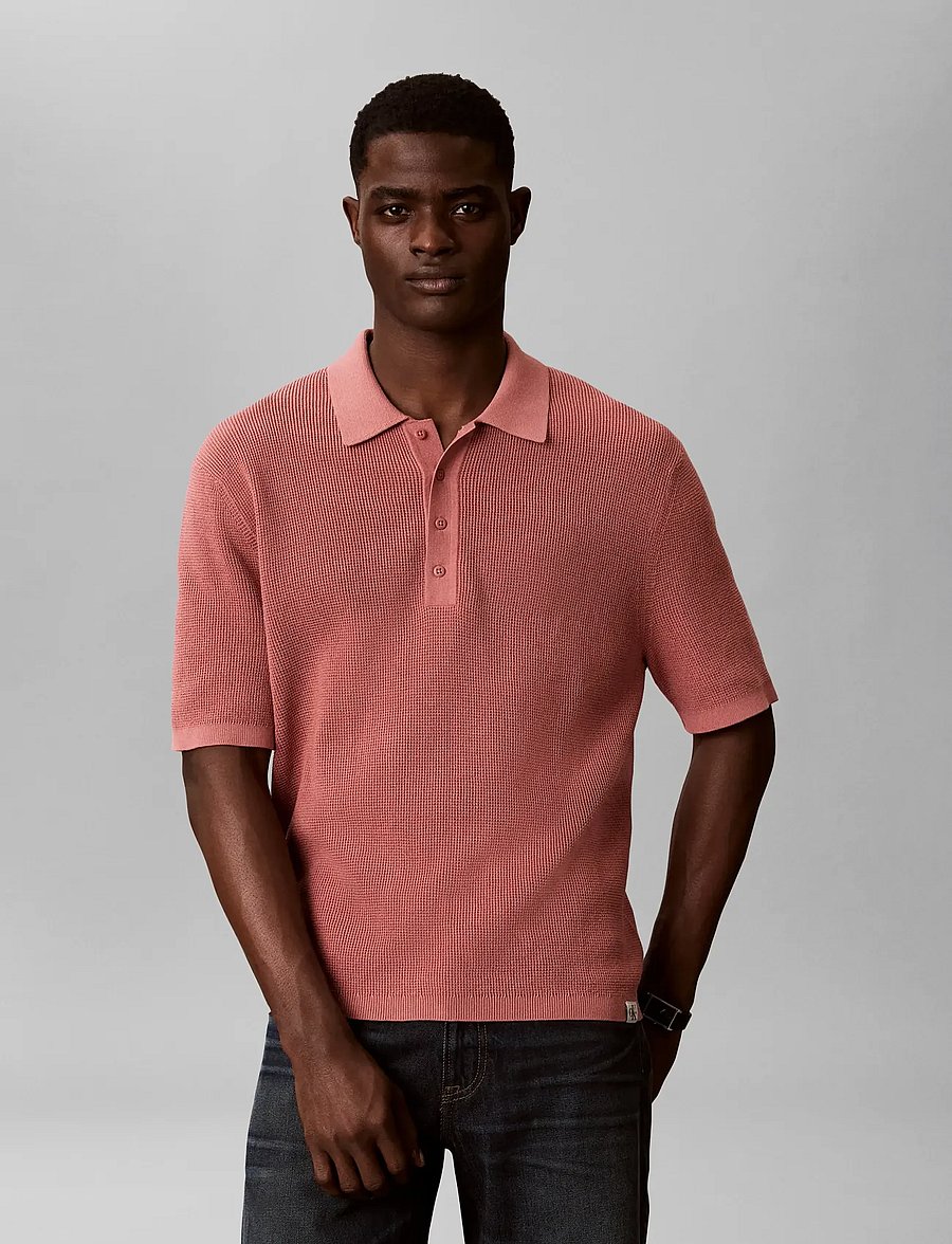 Calvin Klein Jeans - SS COTTON WAFFLE POLO COLLARSWTR - polostrik - light mahogany - 0