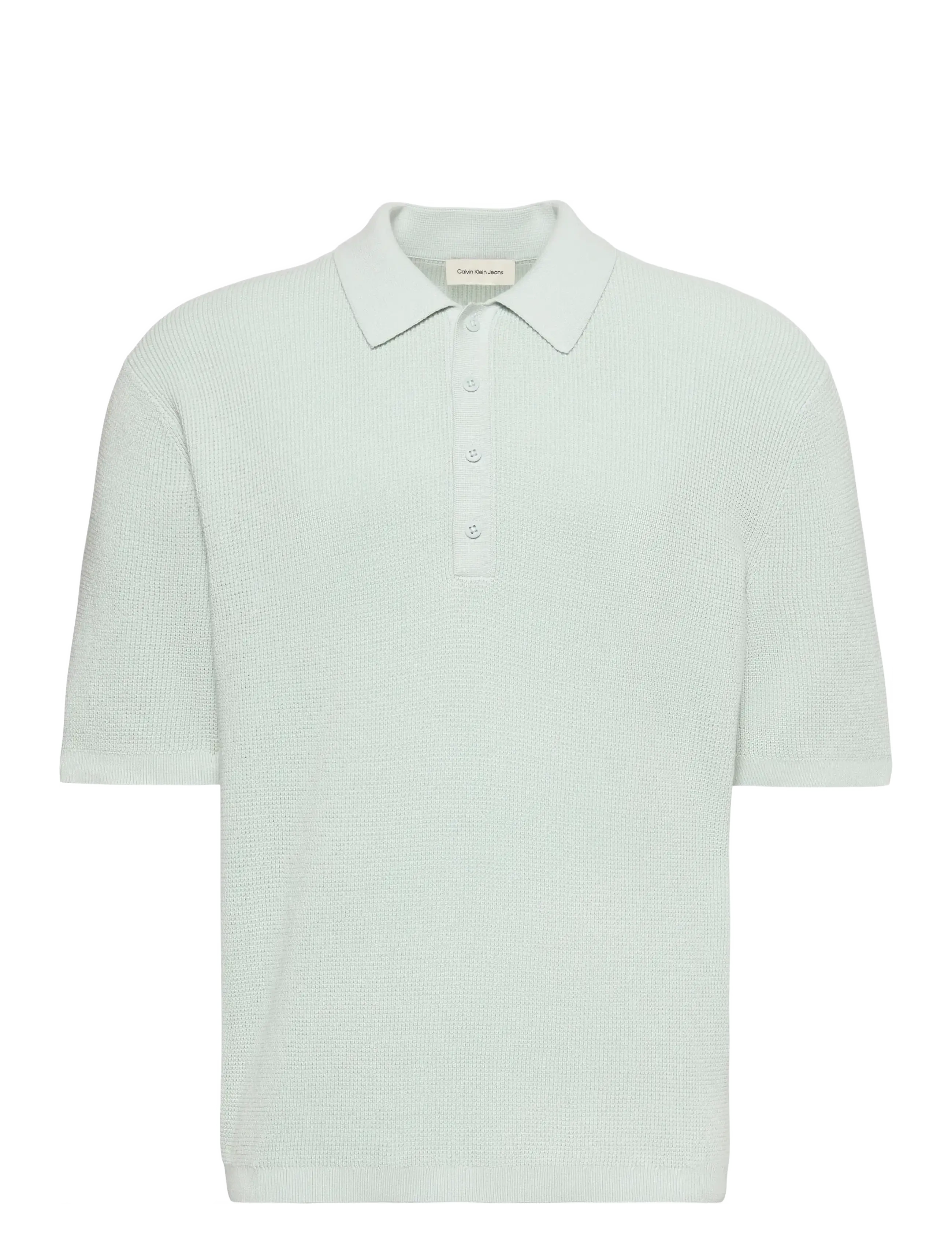 Calvin Klein Jeans SS COTTON WAFFLE POLO COLLARSWTR - Poloskjorter - PALE MEADOW / green