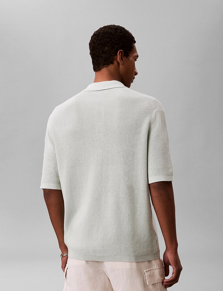 Calvin Klein Jeans - SS COTTON WAFFLE POLO COLLARSWTR - knitted polos - pale meadow - 3