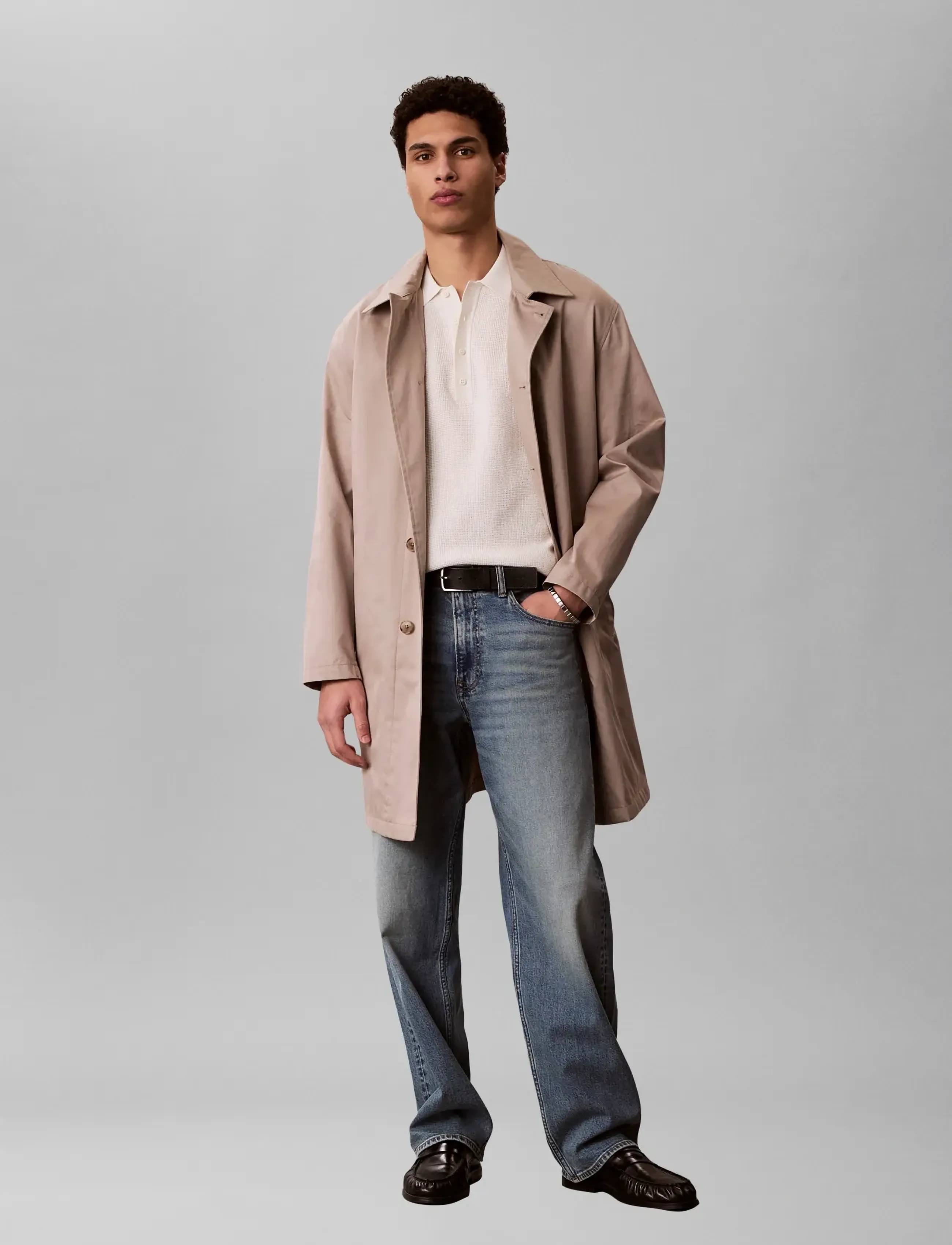 Calvin Klein Jeans SS COTTON WAFFLE POLO COLLARSWTR - Farsdag - TOFU / cream