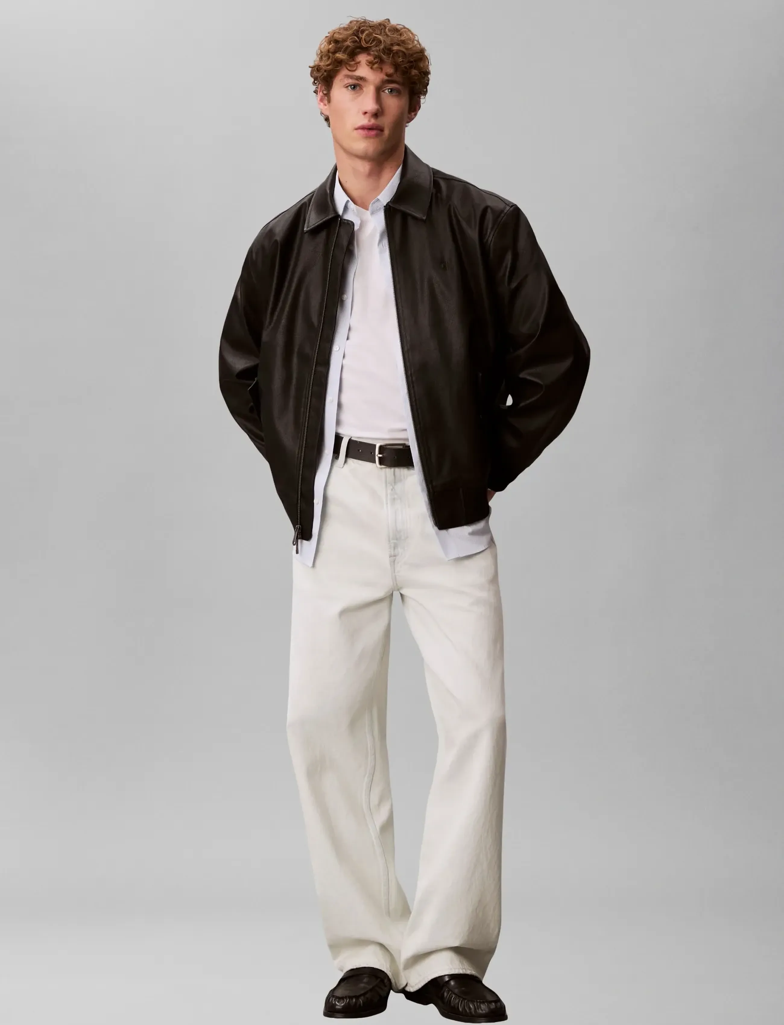 Calvin Klein Jeans Ls Faux Leather Bomber Jacket, XS, Black, Jakker > Læder, Herre