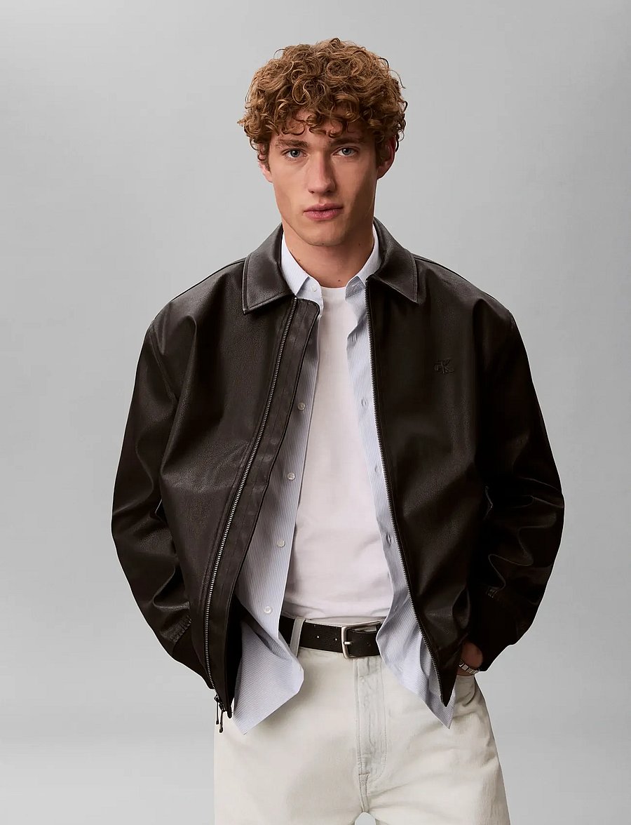 Calvin Klein Jeans - LS FAUX LEATHER BOMBER JACKET - forårsjakker - black - 3