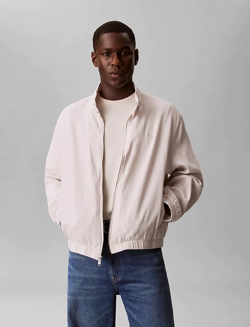 Calvin Klein Jeans - LS LINEN HARRINGTON JKT - forårsjakker - white sand - 3