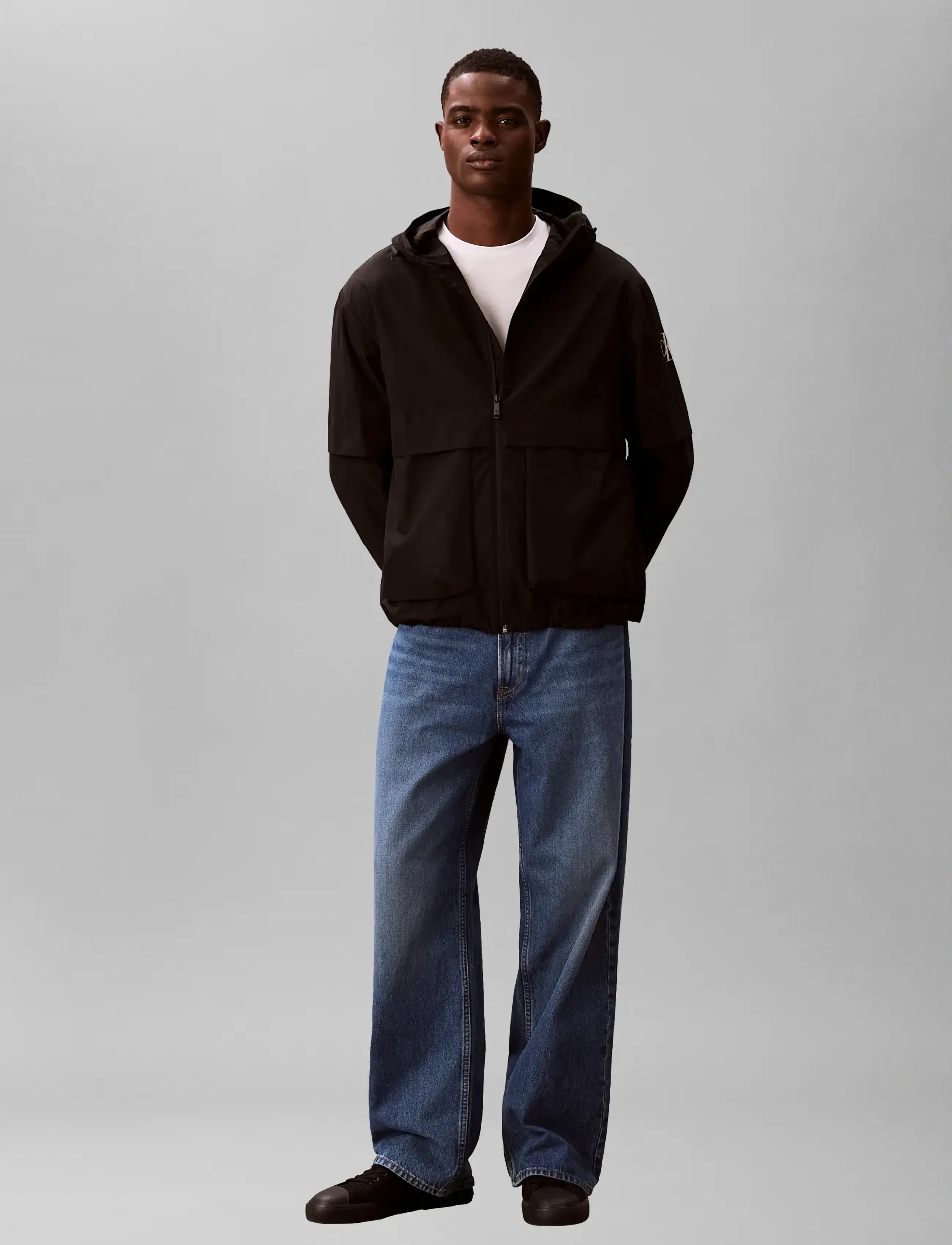 Calvin Klein Jeans LS RIPSTOP HOODED FLANGE WINDBRE - Jacken - BLACK / black