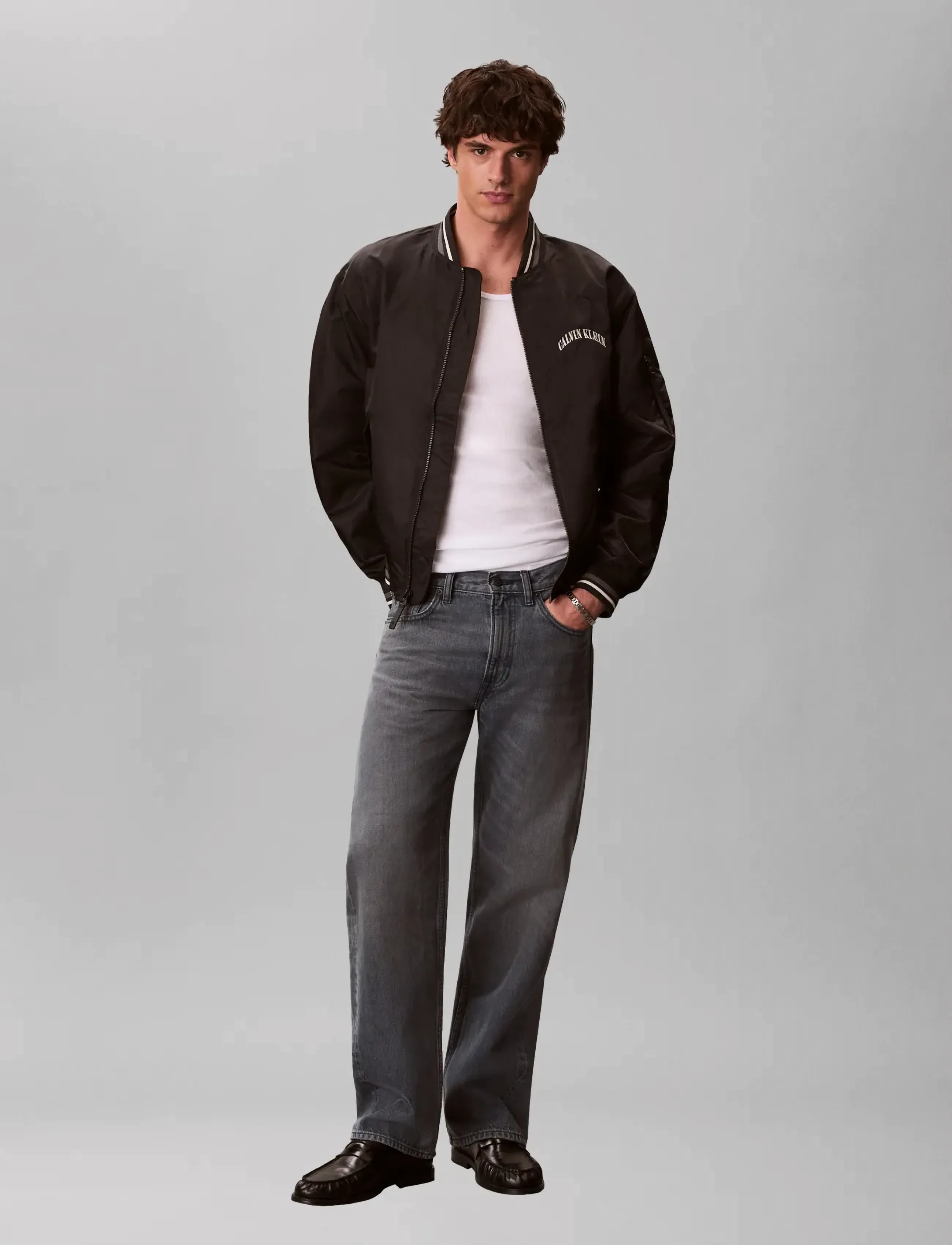 Calvin Klein Jeans Ls Unfilled Nylon Tipped Graphic, M, Black, Jakker > Bomberjakker, Herre