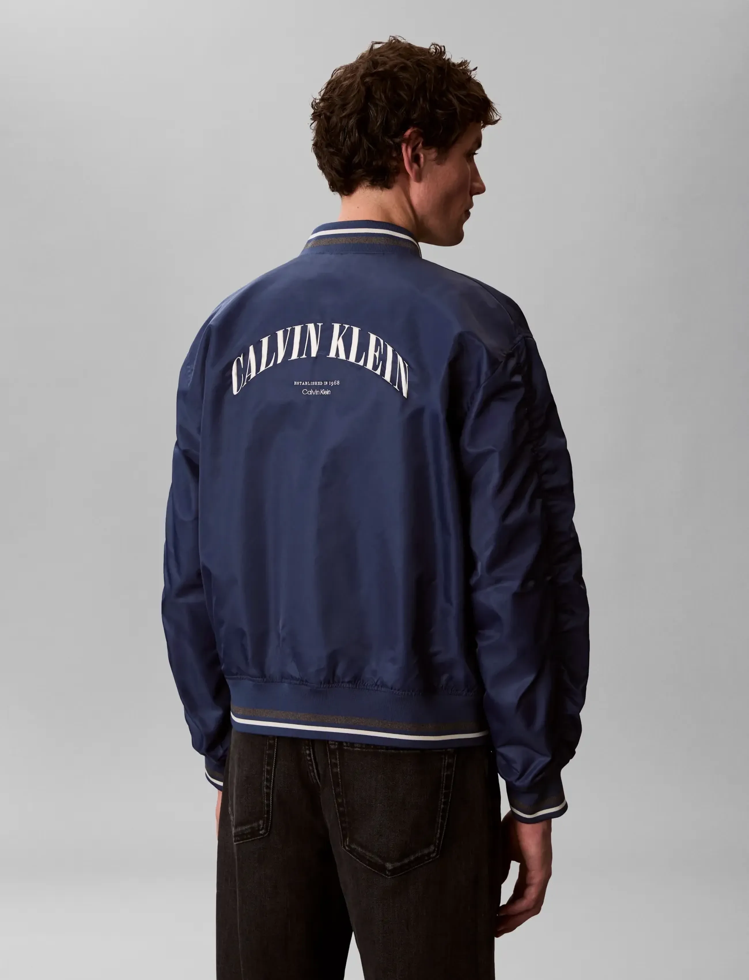 Calvin Klein Jeans - LS UNFILLED NYLON TIPPED GRAPHIC - fall jackets - dark denim - 2