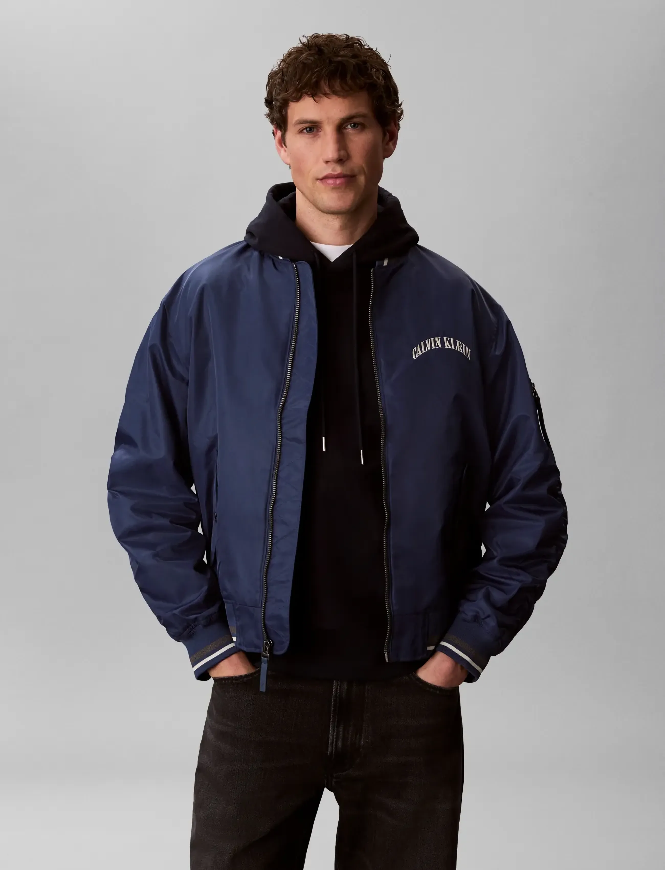 Calvin Klein Jeans - LS UNFILLED NYLON TIPPED GRAPHIC - fall jackets - dark denim - 3