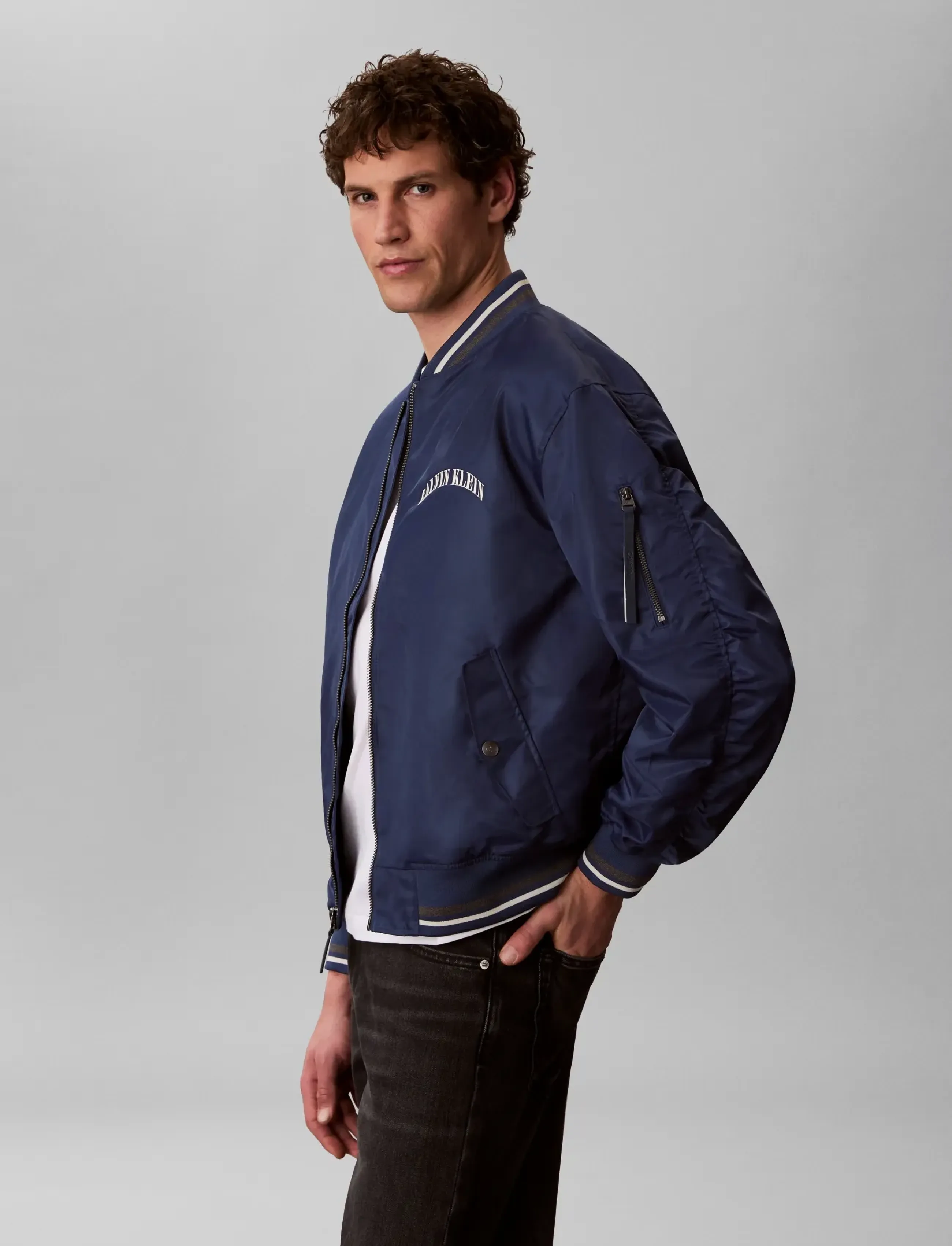 Calvin Klein Jeans - LS UNFILLED NYLON TIPPED GRAPHIC - fall jackets - dark denim - 5