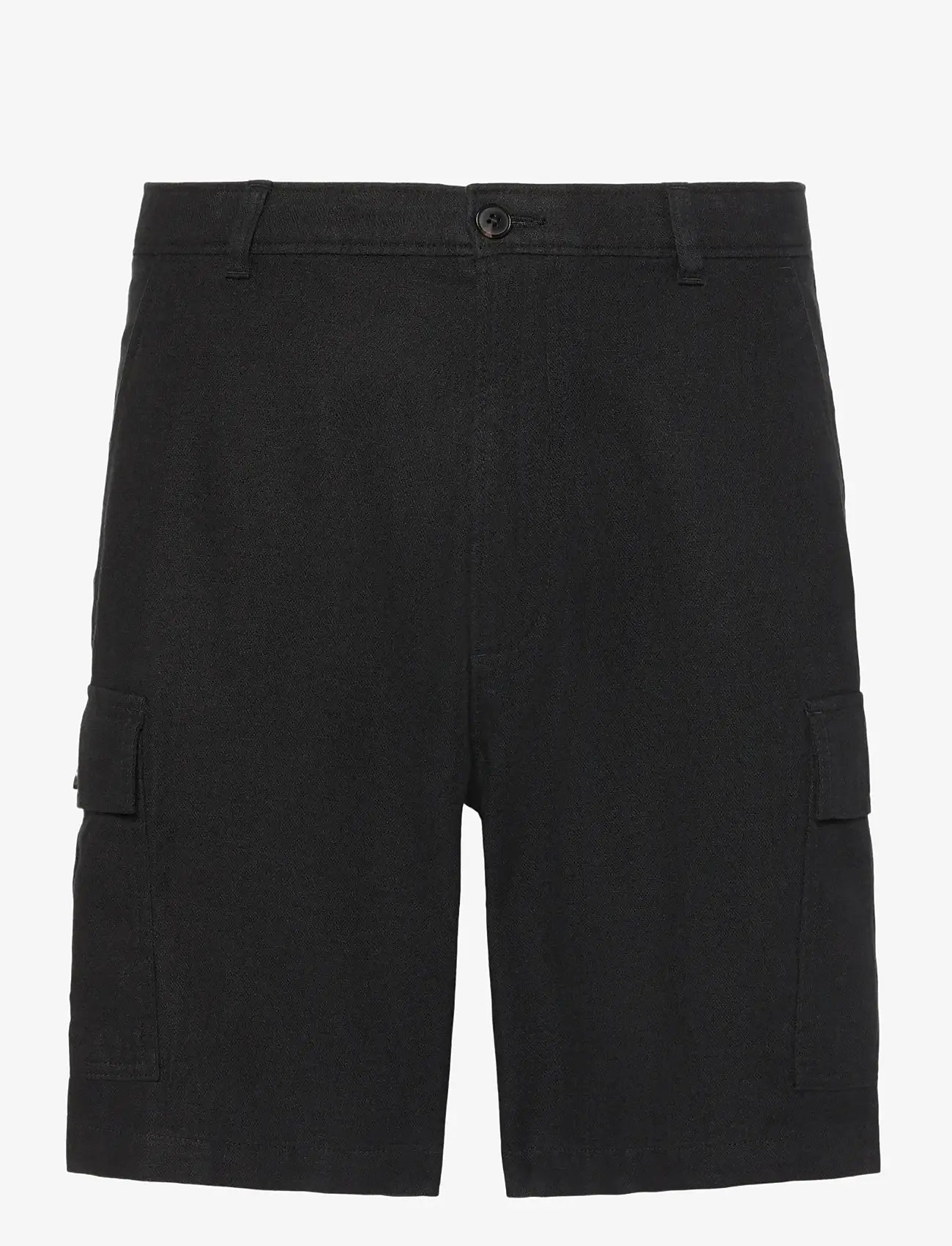 Calvin Klein Jeans - 9 IN LINEN CARGO SHORT - leinen-shorts - black - 1