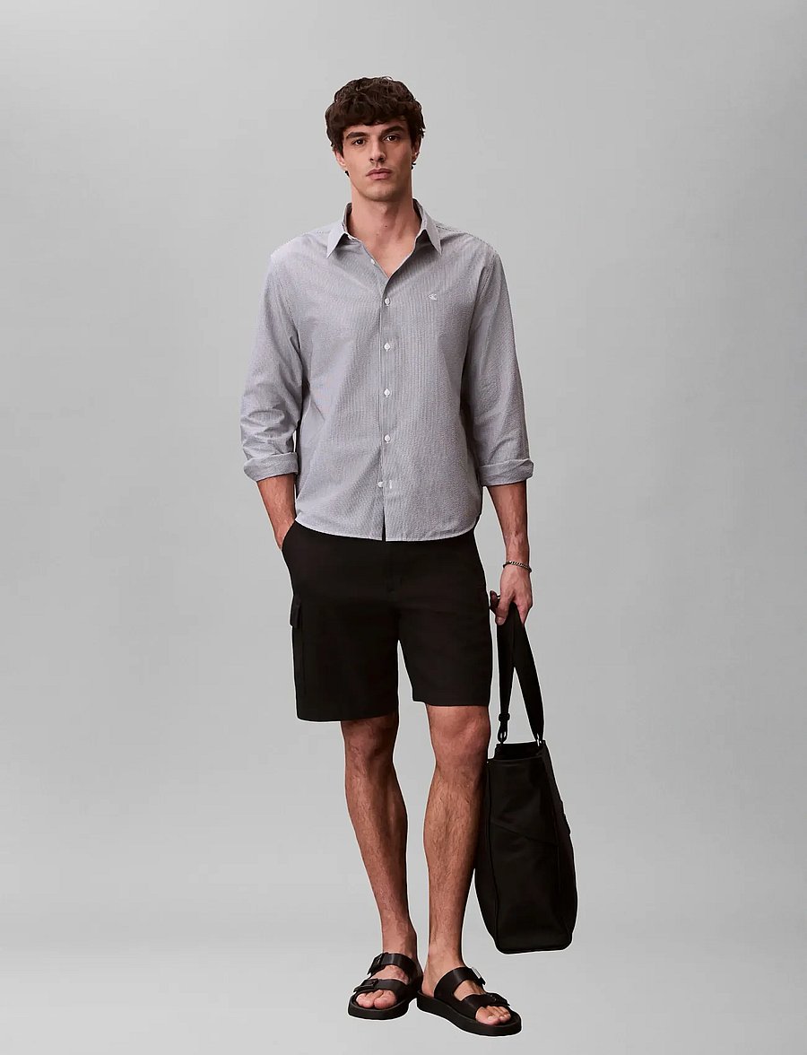 Calvin Klein Jeans - 9 IN LINEN CARGO SHORT - leinen-shorts - black - 3