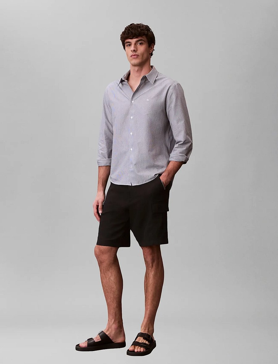 Calvin Klein Jeans - 9 IN LINEN CARGO SHORT - leinen-shorts - black - 5