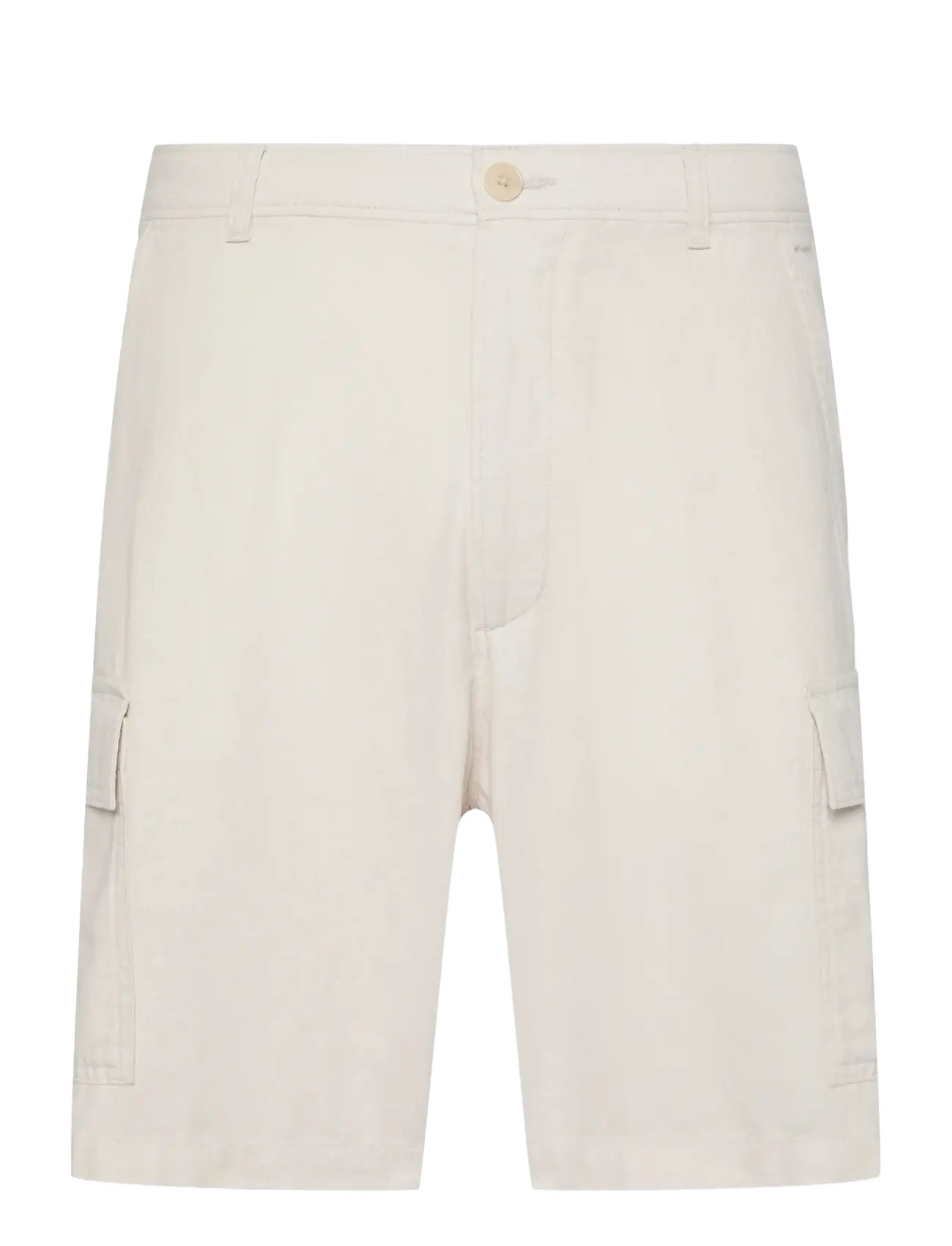 Calvin Klein Jeans 9 IN LINEN CARGO SHORT - Šortai - WHITE SAND / cream