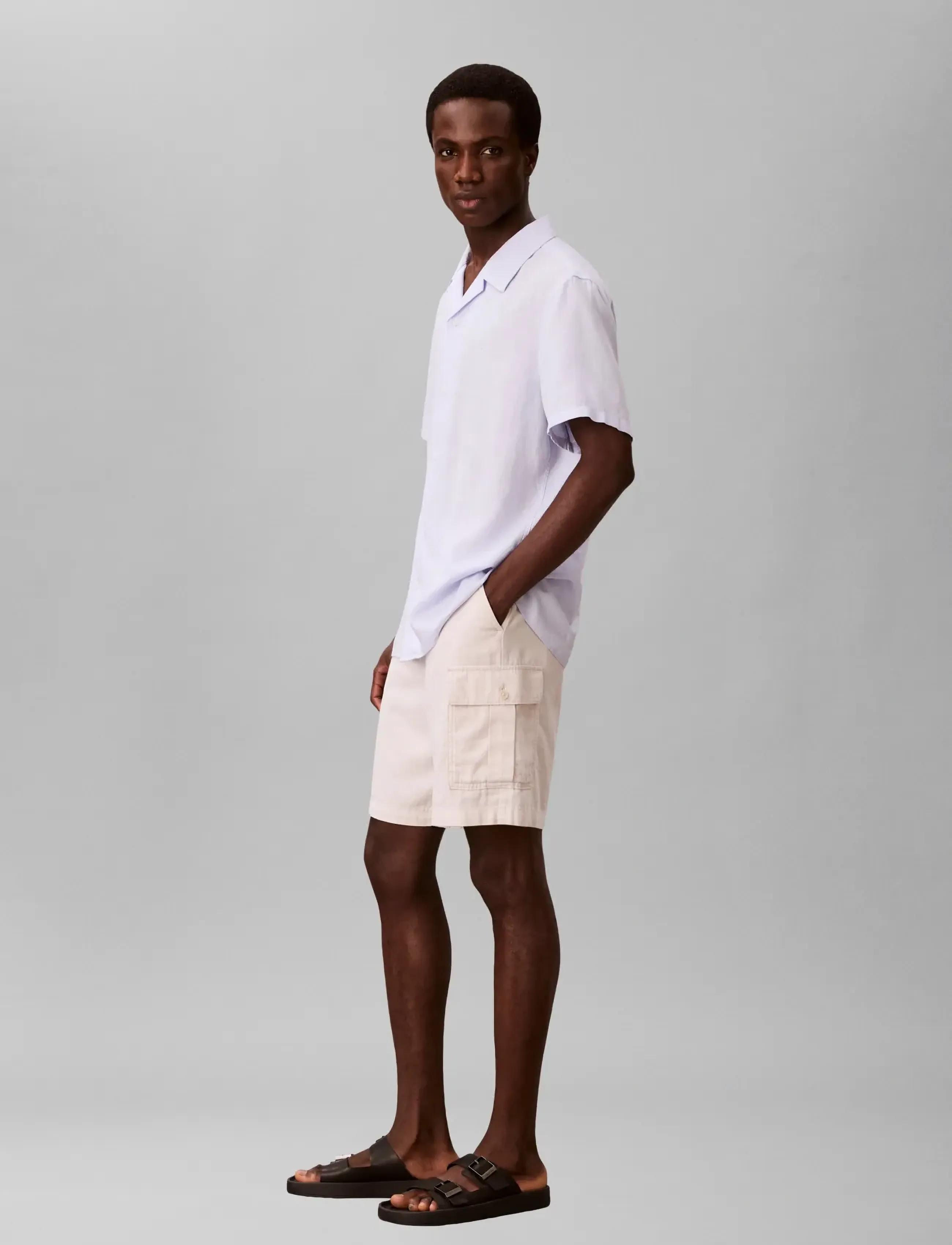 Calvin Klein Jeans - 9 IN LINEN CARGO SHORT - cargo shorts - white sand - 3