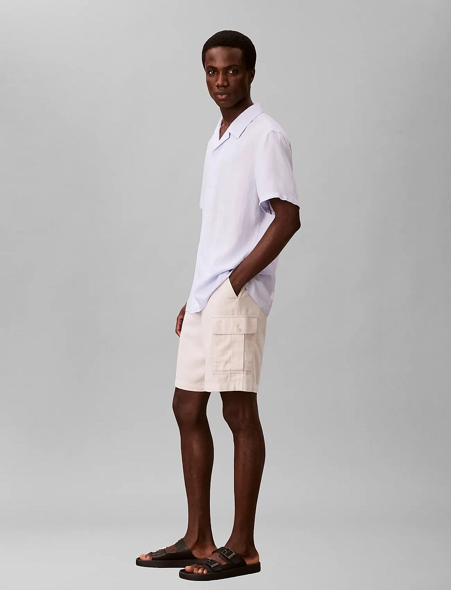 Calvin Klein Jeans - 9 IN LINEN CARGO SHORT - pellavashortsit - white sand - 3