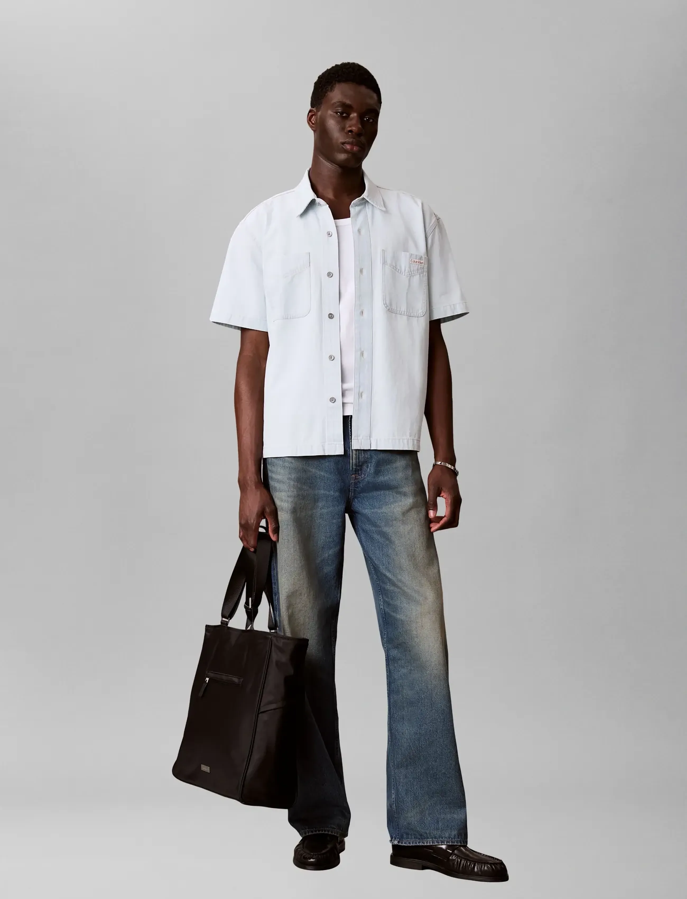 Calvin Klein Jeans SHORT SLEEVE SHIRT BLEACHOUT 205 - Denimskjorter - BLEACHOUT 205 / blue