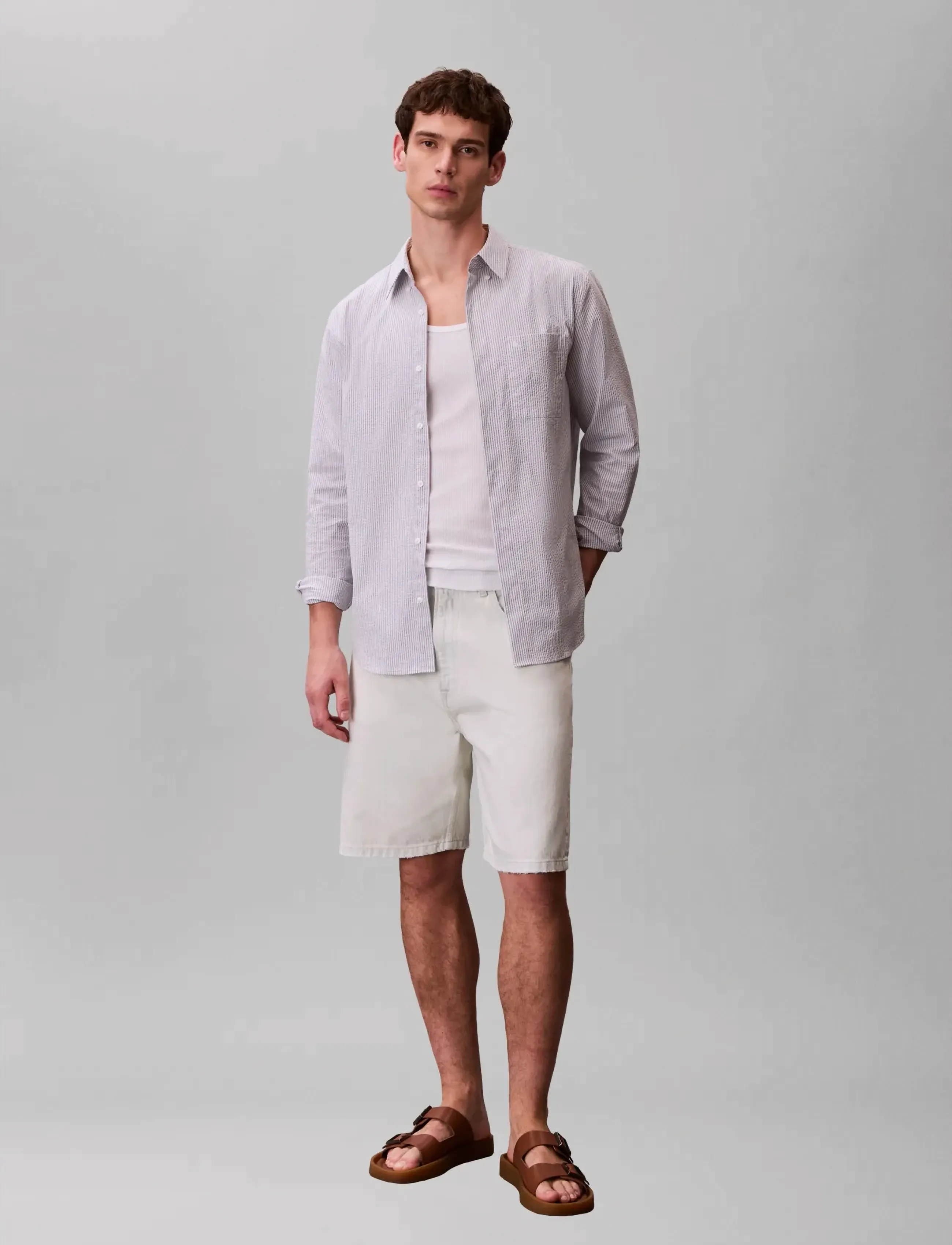Calvin Klein Jeans 90S SHORT BLEACHOUT 205 - Shorts - BLEACHOUT 205 / white