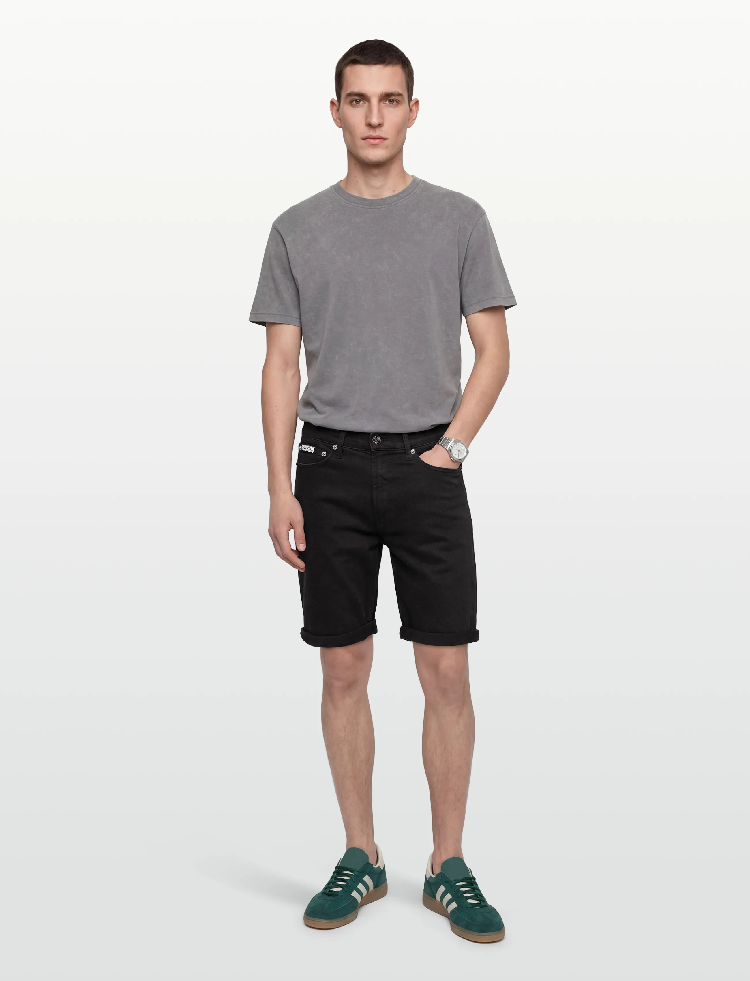 Calvin Klein Jeans Slim Ck Essential Black Short, 38, Black, Shorts > Denim Shorts, Herre