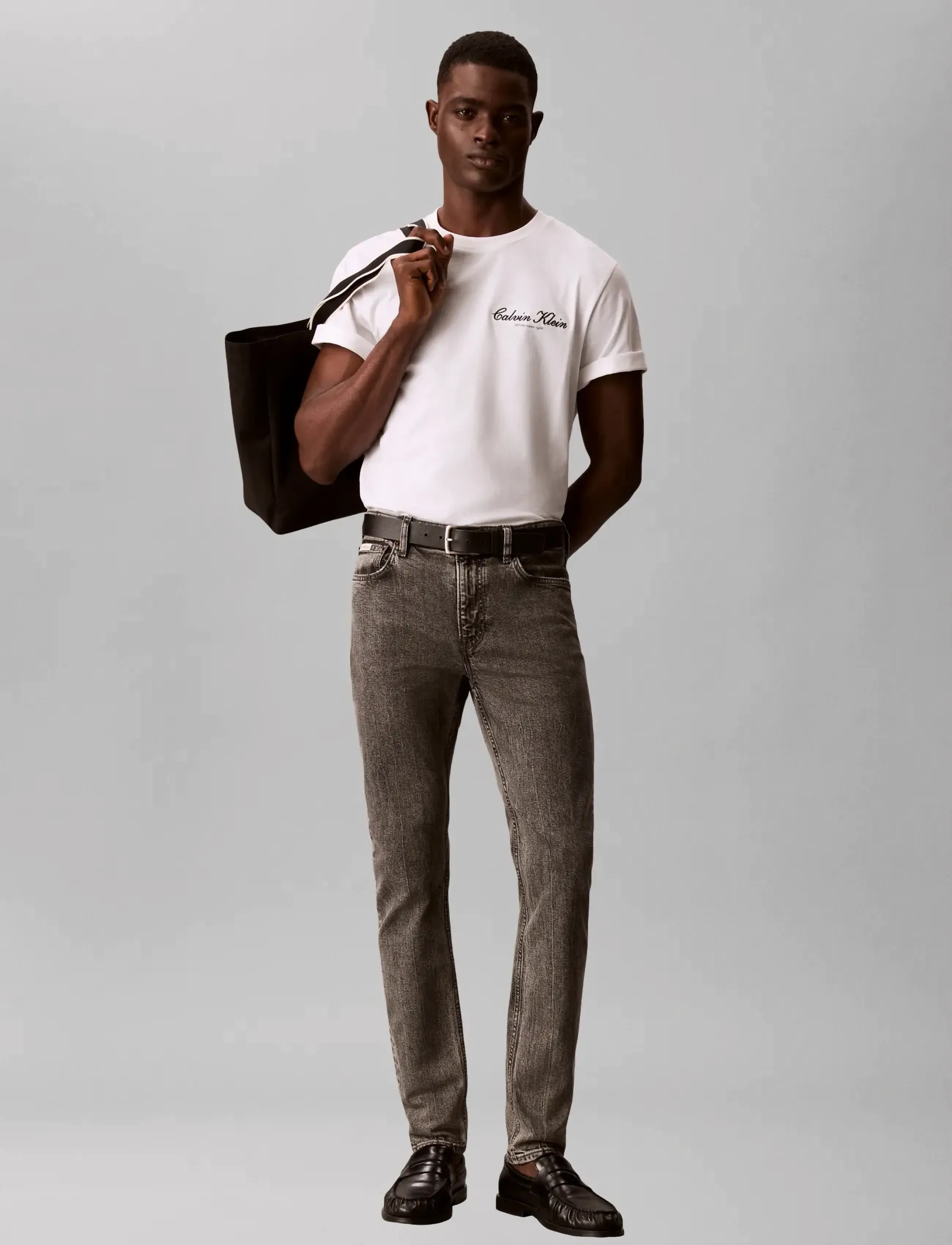 Calvin Klein Jeans SLIM TAPER OYSTER GREY JEAN - Jeans - OYSTER GREY / grey