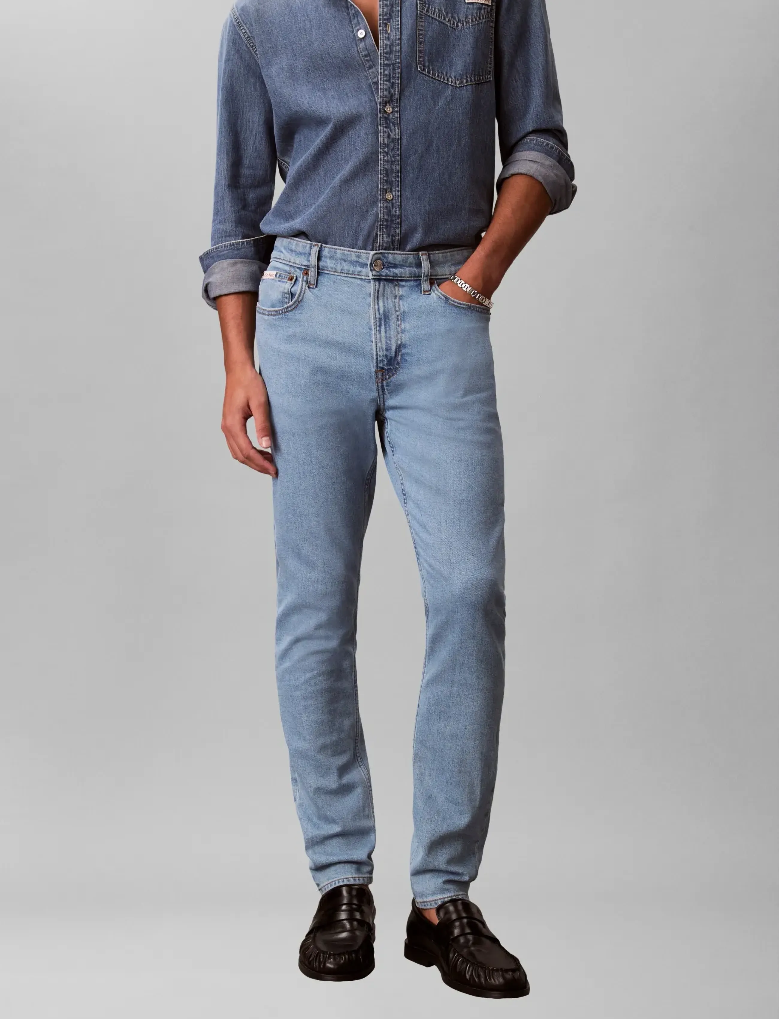 Calvin Klein Jeans Slim Taper Adam Lt Stone Jean, 32 x 34, Jeans, Blau - Slim, Männerswear