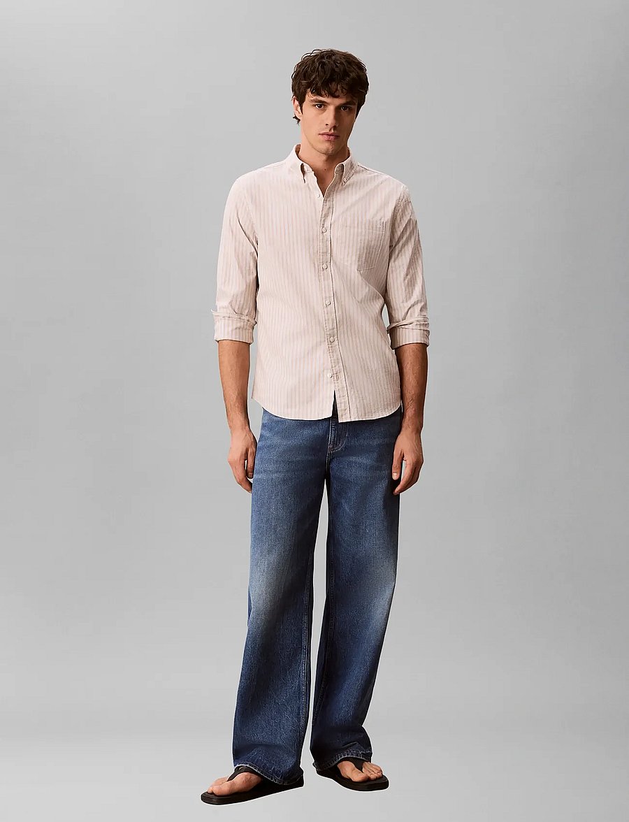 Calvin Klein Jeans - LS YD STRIPE OXFORD CLASSIC SHIR - oxford skjorter - champagne toast - 0