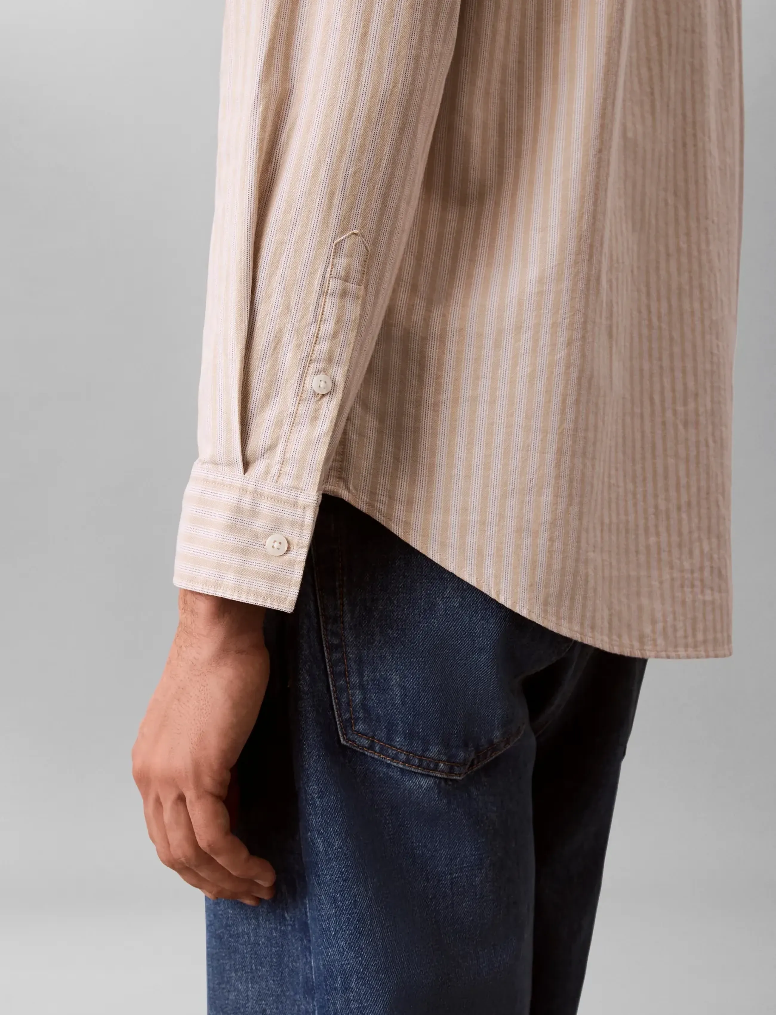 Calvin Klein Jeans - LS YD STRIPE OXFORD CLASSIC SHIR - oxford skjorter - champagne toast - 3