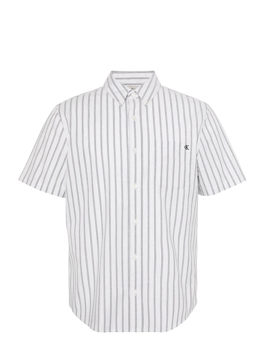 Calvin Klein Jeans - SS YD STRIPE OXFORD CLASSIC SHIR - kurzarmhemden - brilliant white - 1