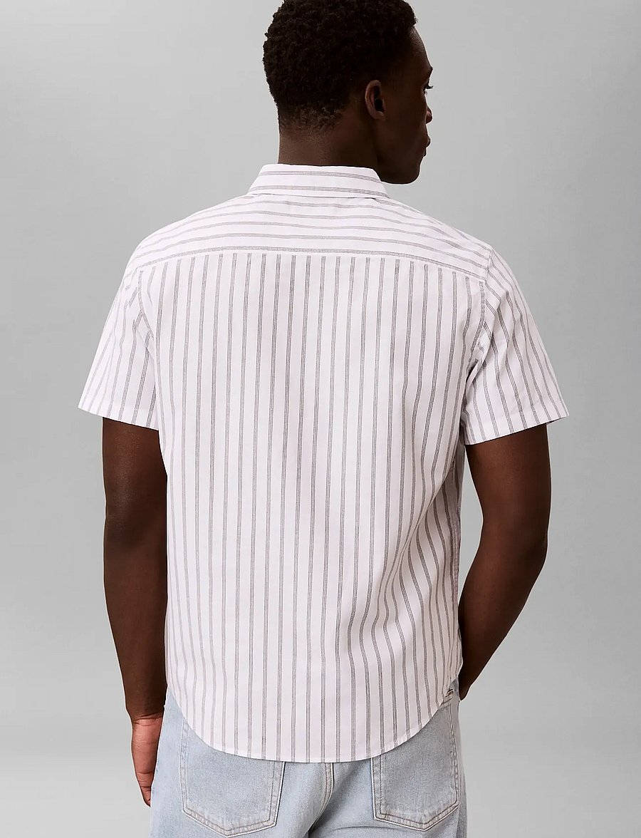 Calvin Klein Jeans - SS YD STRIPE OXFORD CLASSIC SHIR - kurzarmhemden - brilliant white - 2