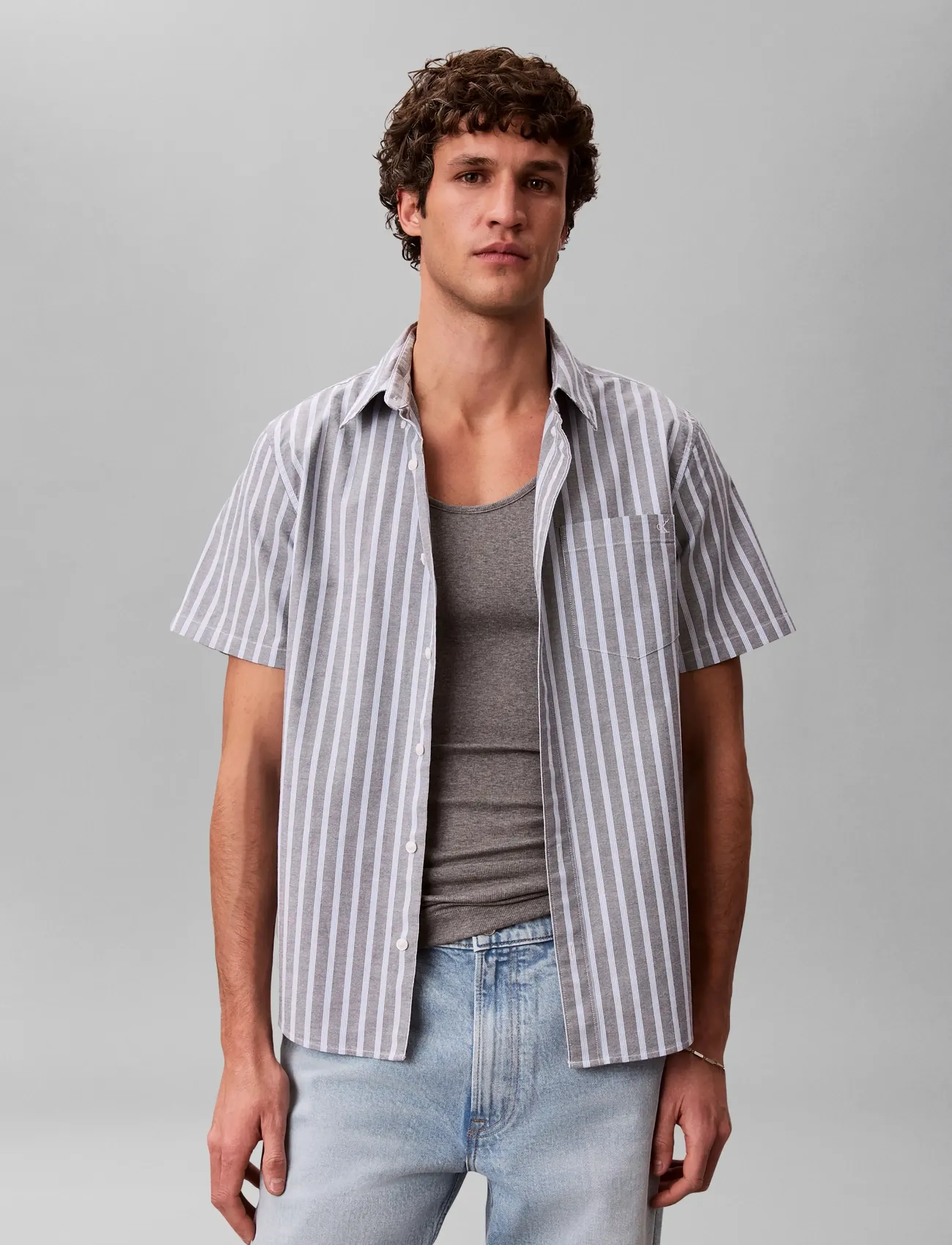 Calvin Klein Jeans SS YD STRIPE OXFORD CLASSIC SHIR - Skjortor - MARINA / multi