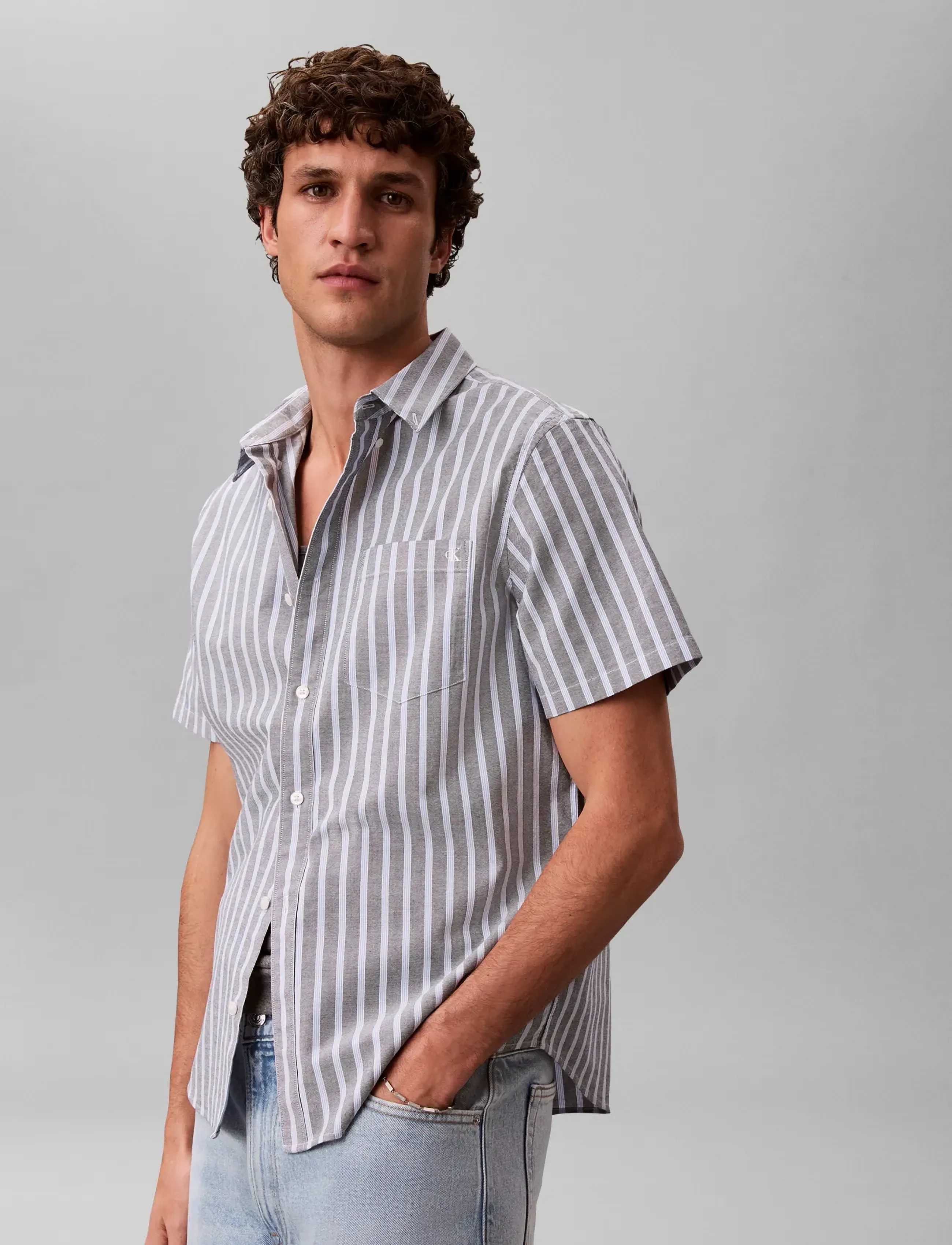 Calvin Klein Jeans - SS YD STRIPE OXFORD CLASSIC SHIR - kortærmede skjorter - marina - 5