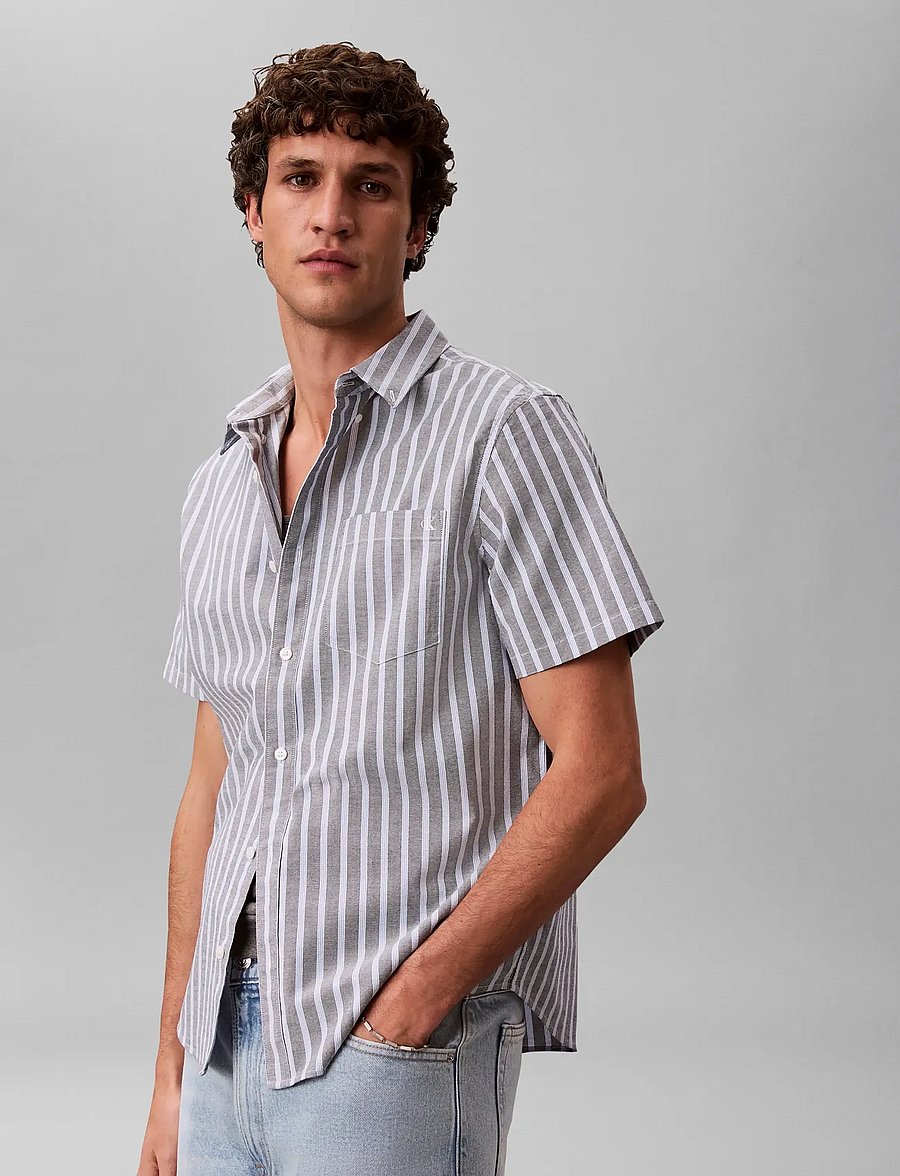 Calvin Klein Jeans - SS YD STRIPE OXFORD CLASSIC SHIR - kortærmede skjorter - marina - 5