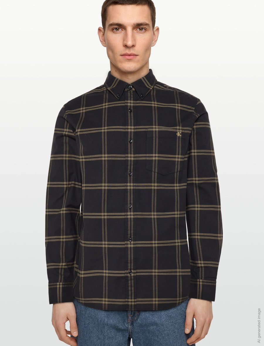 Calvin Klein Jeans - LS WINDOWPANE OXFORD CLASSIC SHI - oxford shirts - black - 3