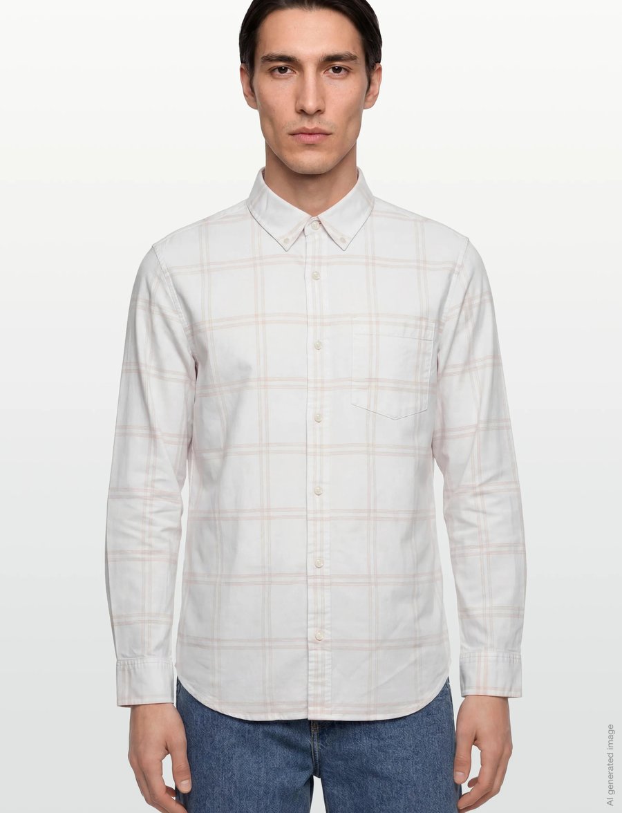 Calvin Klein Jeans - LS WINDOWPANE OXFORD CLASSIC SHI - oxford shirts - tofu - 3
