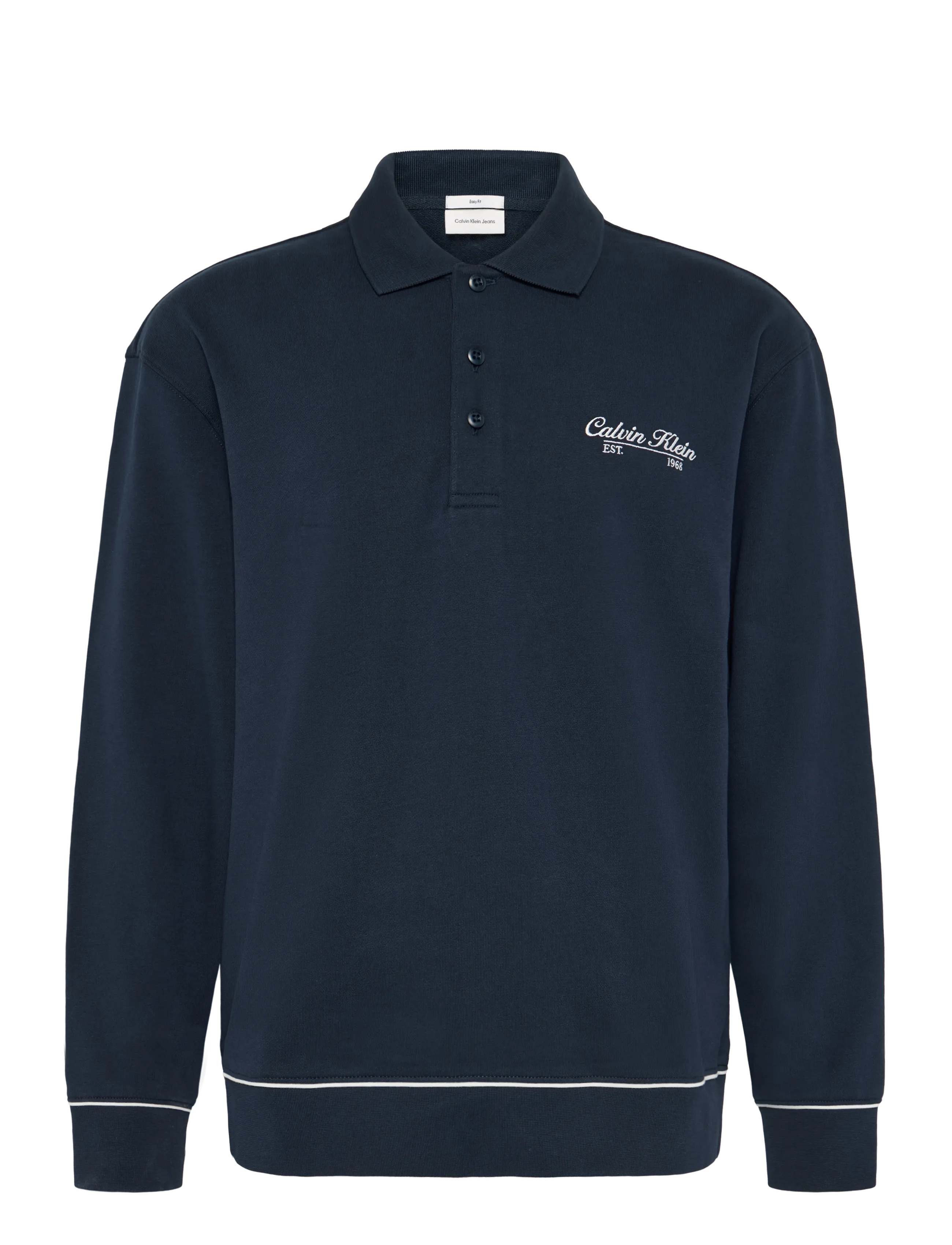 Calvin Klein Jeans LS 350GSM TERRY PIPED POLO SWEAT - Polosärgid - DARK SAPPHIRE / navy