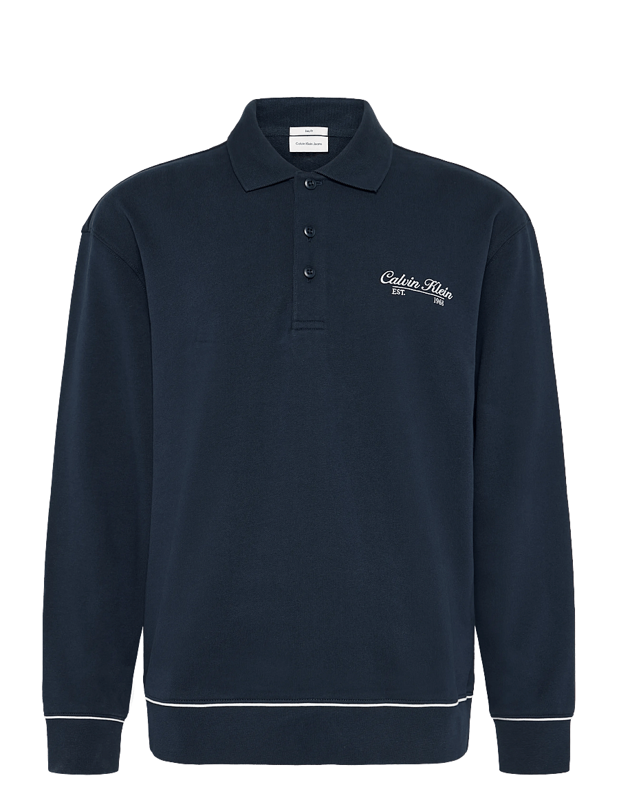 Calvin Klein Jeans - LS 350GSM TERRY PIPED POLO SWEAT - langärmelig - dark sapphire - 0