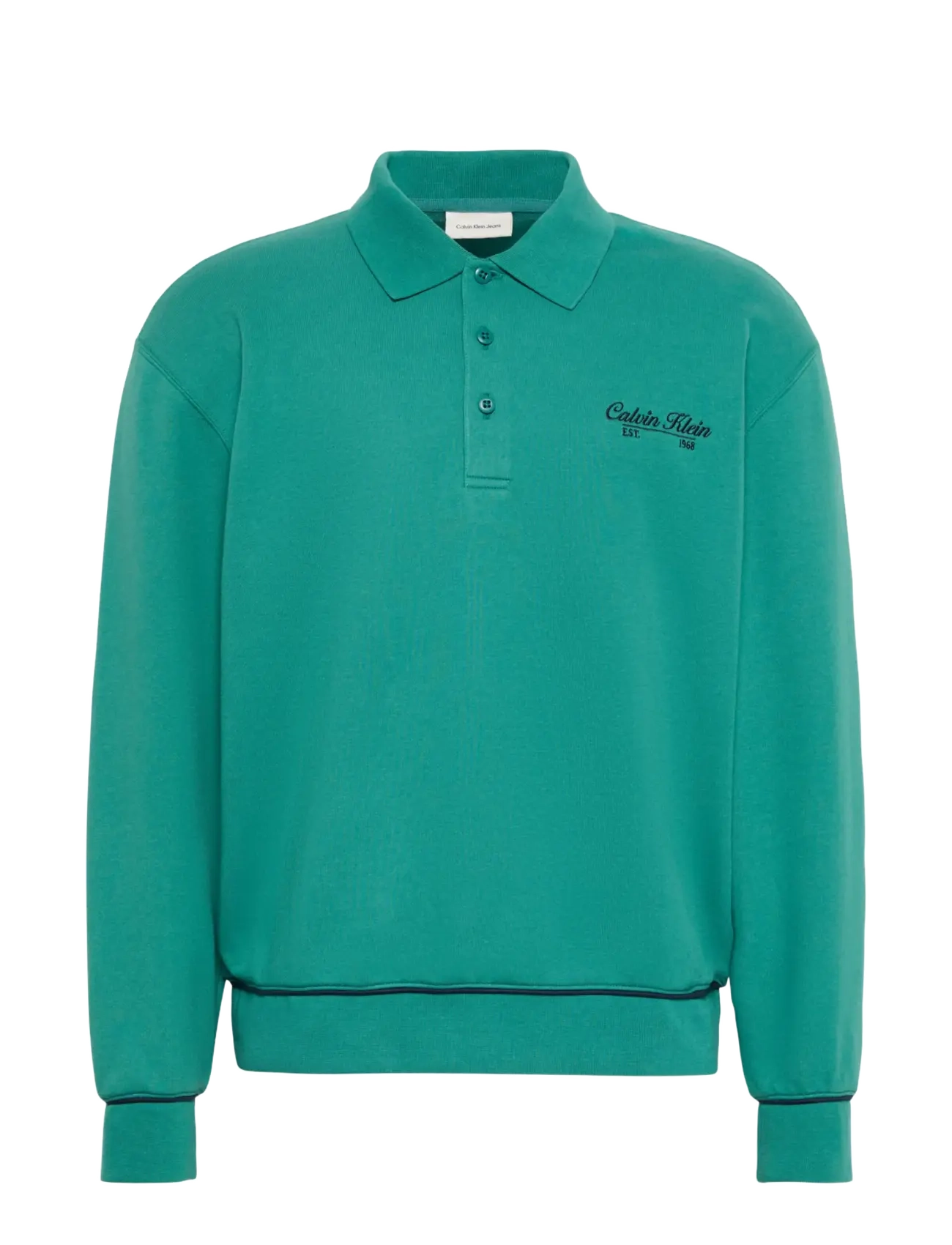 Calvin Klein Jeans - LS 350GSM TERRY PIPED POLO SWEAT - långärmade pikéer - north sea - 1