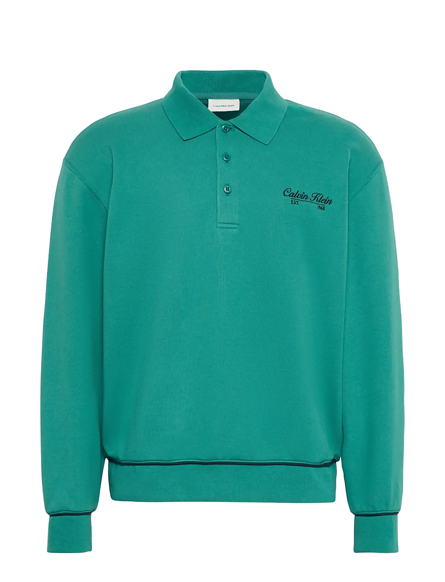 Calvin Klein Jeans - LS 350GSM TERRY PIPED POLO SWEAT - långärmade pikéer - north sea - 1