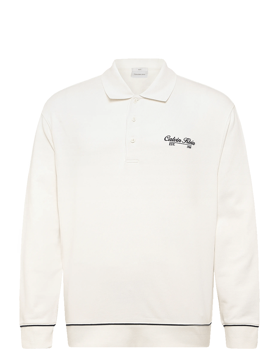 Calvin Klein Jeans - LS 350GSM TERRY PIPED POLO SWEAT - pikkade varrukatega polod - tofu - 0